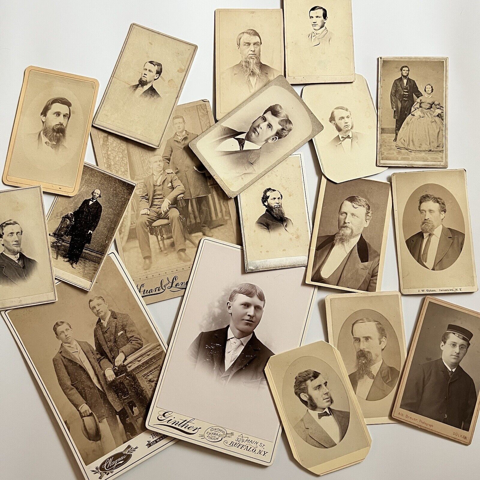Antique Photograph Cabinet Card & CDV Lot Of 18 Dapper Men Beard Damaged