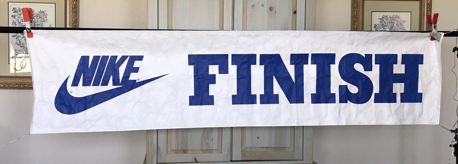 NIKE Vintage Banner Sign From Store Finish Blue White RARE