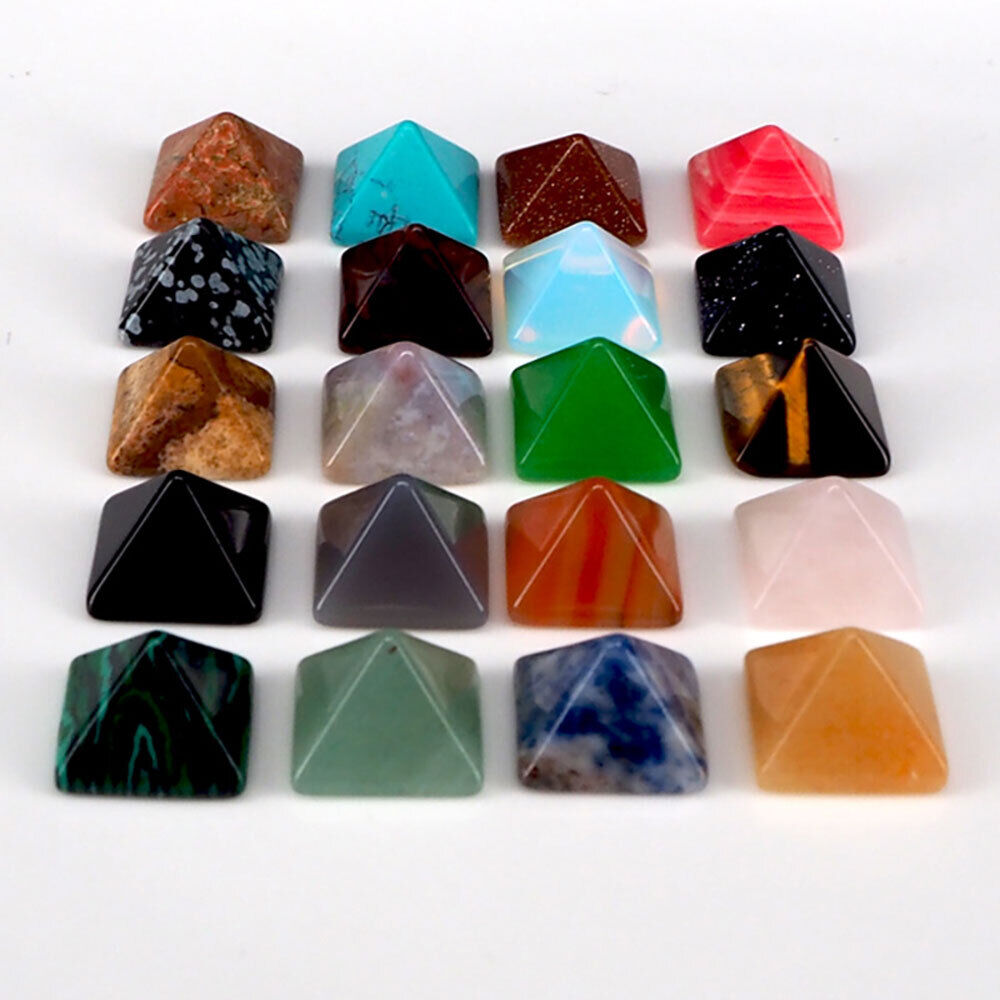 14Pc Chakra Pyramid Stone Crystal Quartz Healing Natural Spirituality Gemstone