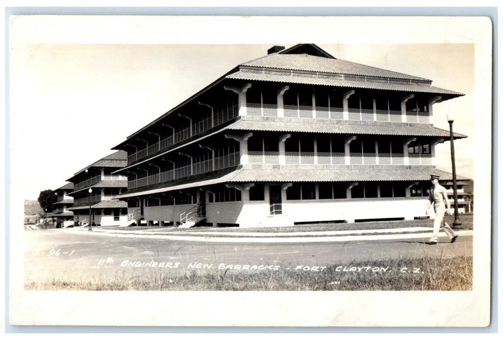 c1940\'s Engineers New Barracks Fort Clayton Panama RPPC Photo Vintage Postcard