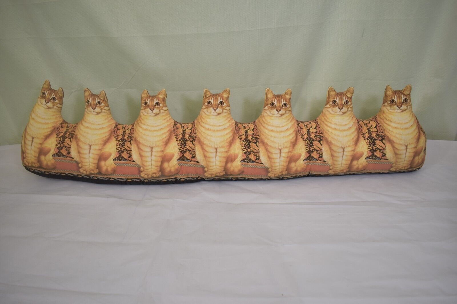 Lesley Anne Vintage Door Draft Stopper Sewn Weighted Fabric Row Kitty Cats 1997