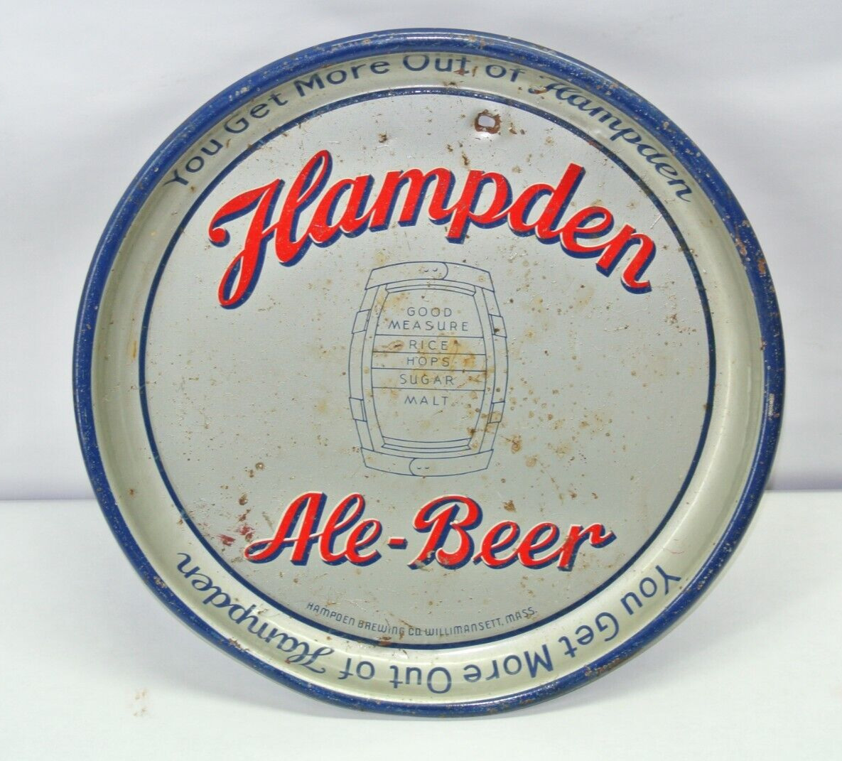 Antique Hampden Ale Beer Keg Tray Sign Willmansett Massachusetts