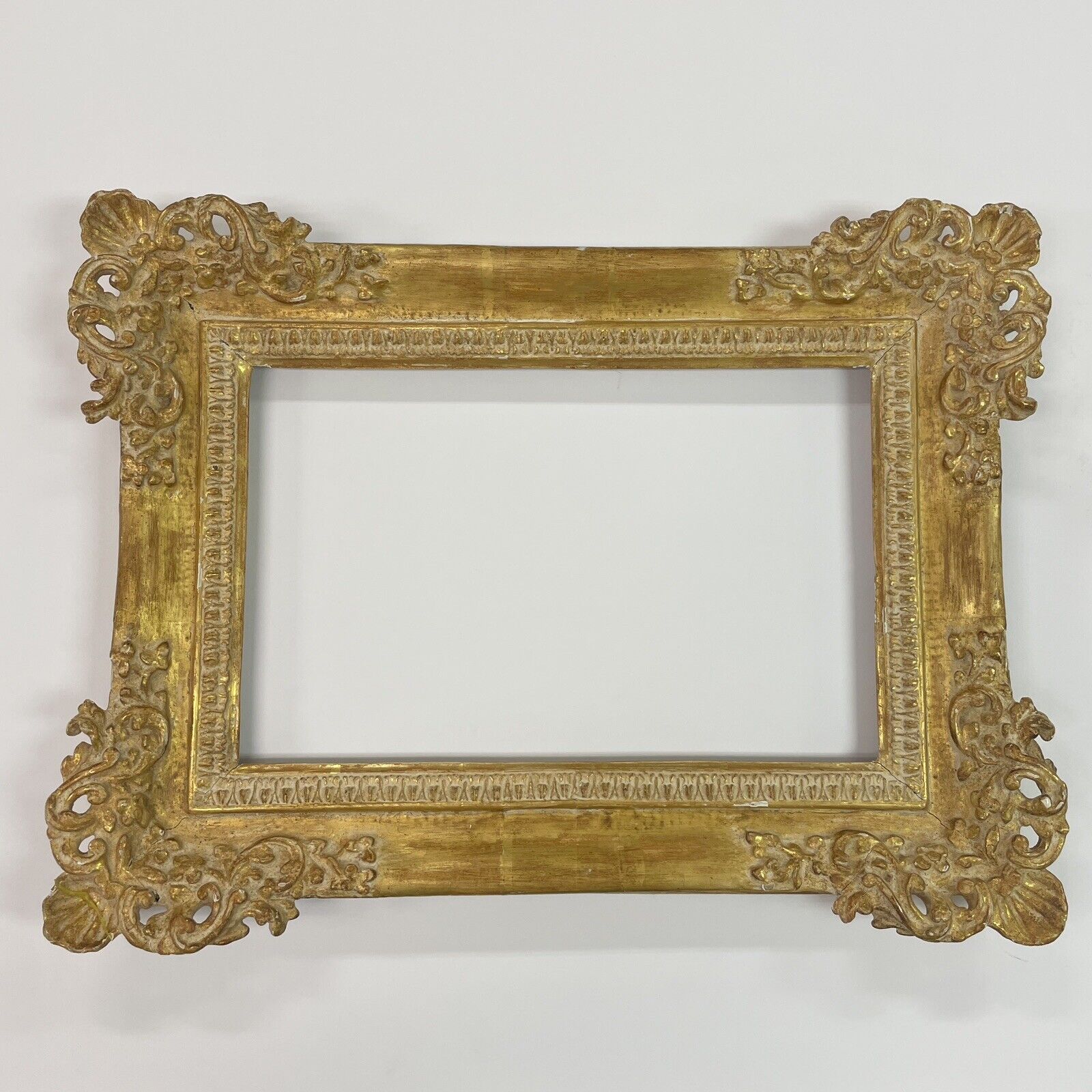 Antique Late 19c Carved Ornate French Louis XIII Style Gilt Gold Leaf Wood Frame