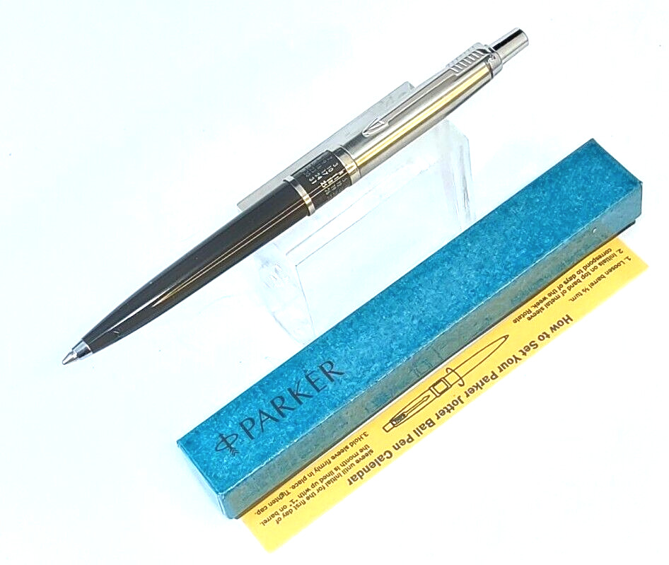 Parker Jotter NAVY BLUE Calander Pen Brass Threads  USA