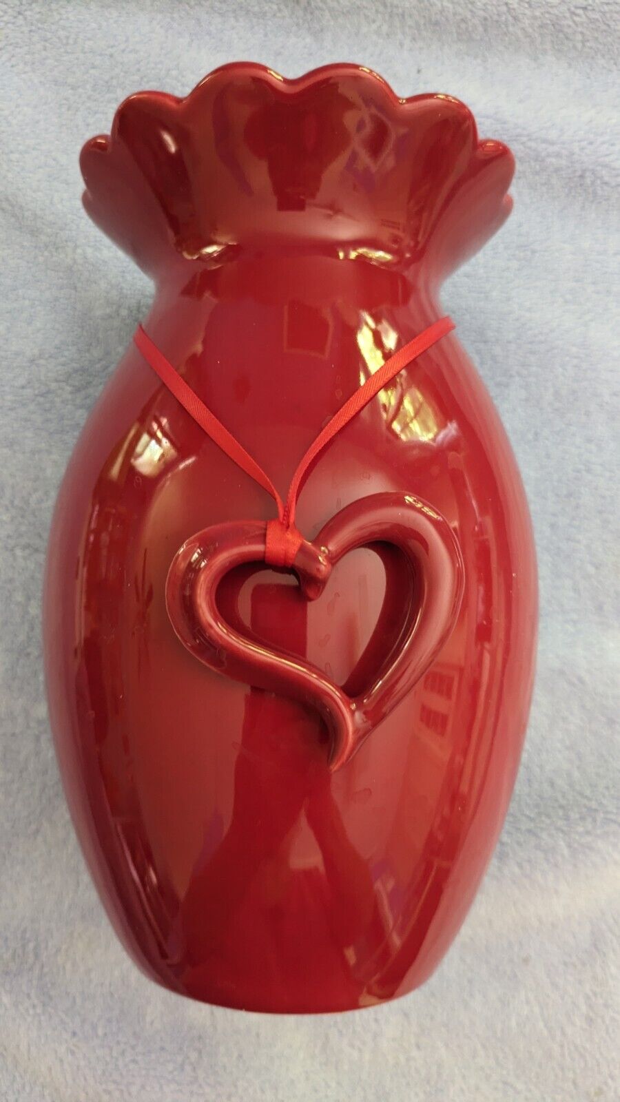 Red Ceramic Vase with Heart