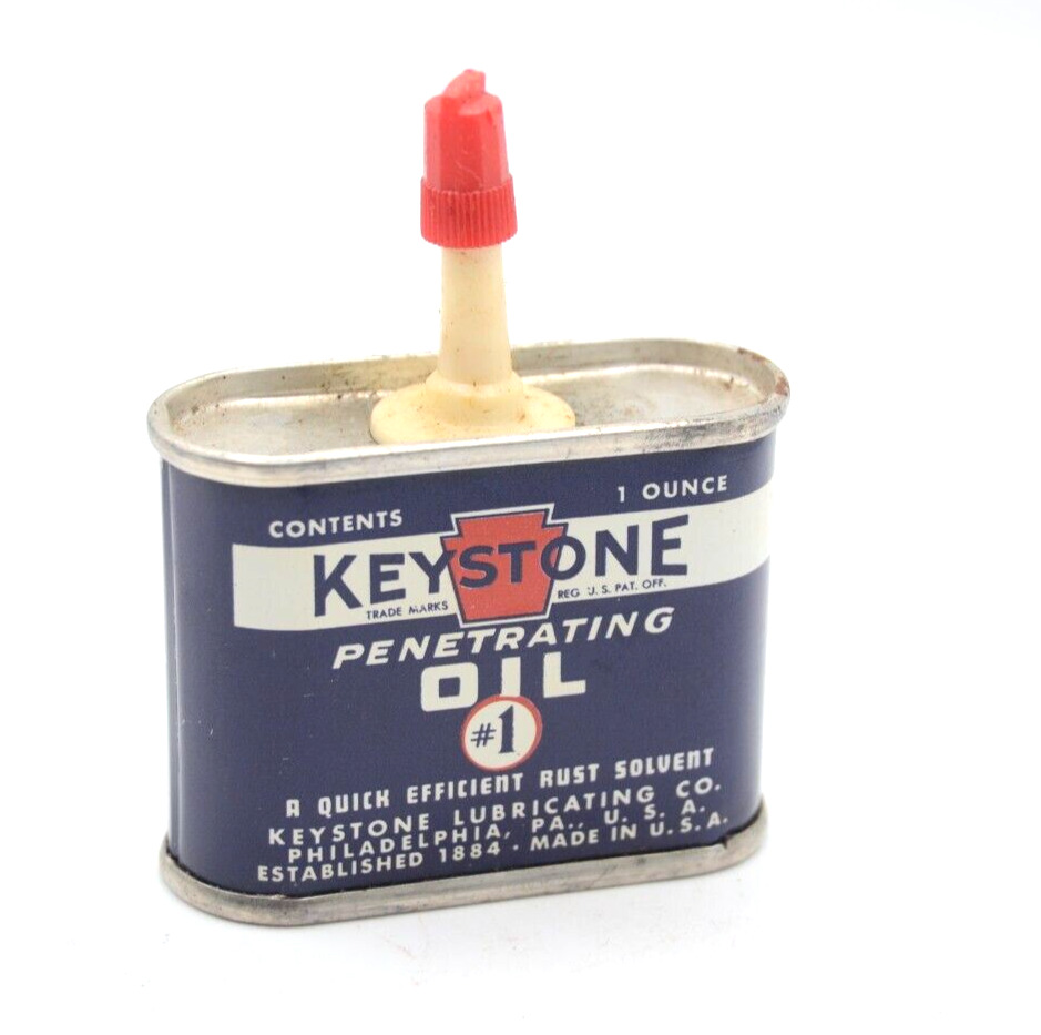 Vintage KEYSTONE Penetrating  Oil 1 oz Handy Oil Tin  Very Good Cond (EMPTY)