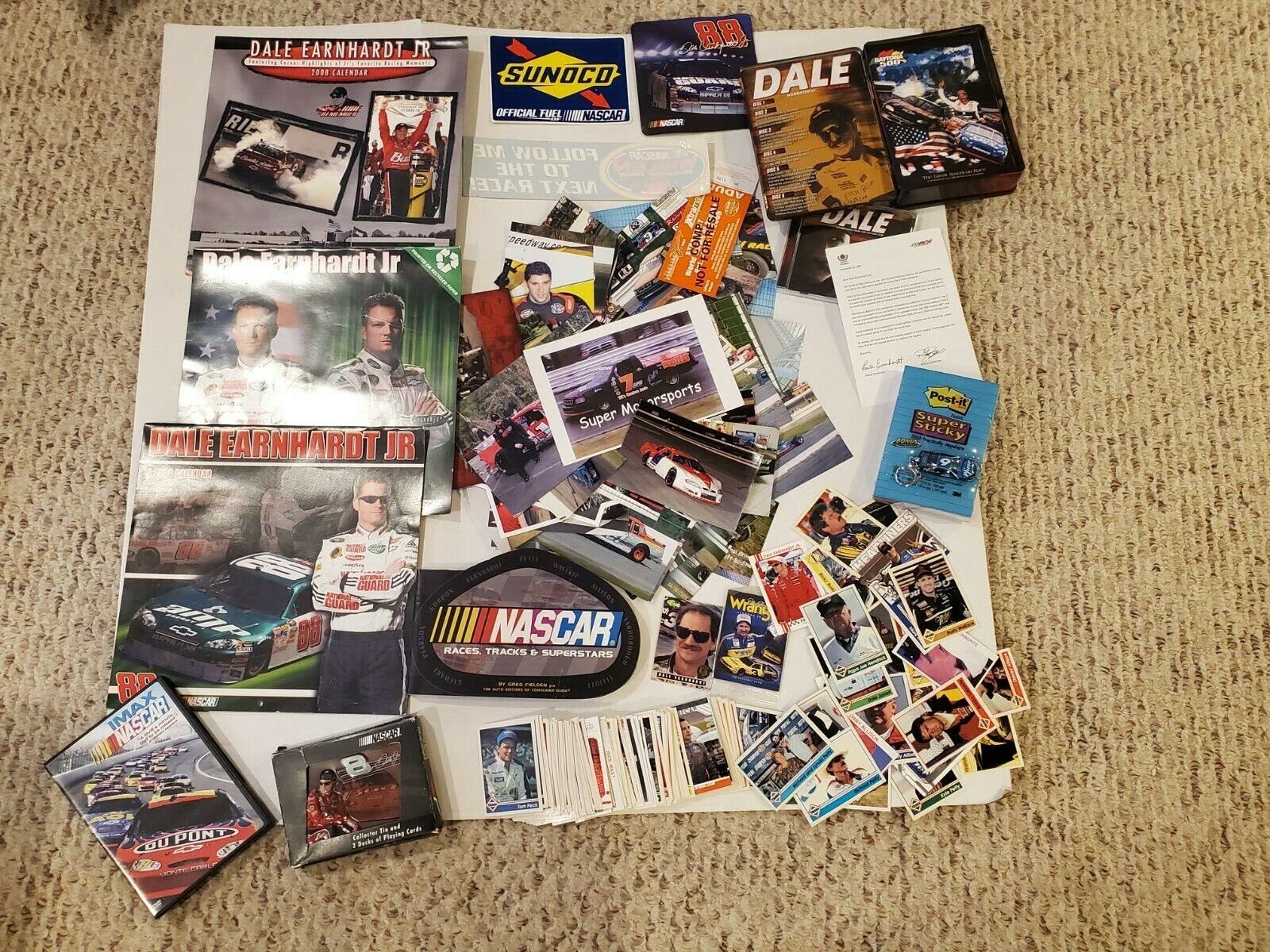 Nascar Junk Drawer Lot - Dale Earnhardt DVD, cards, photos, Calenders, stickers