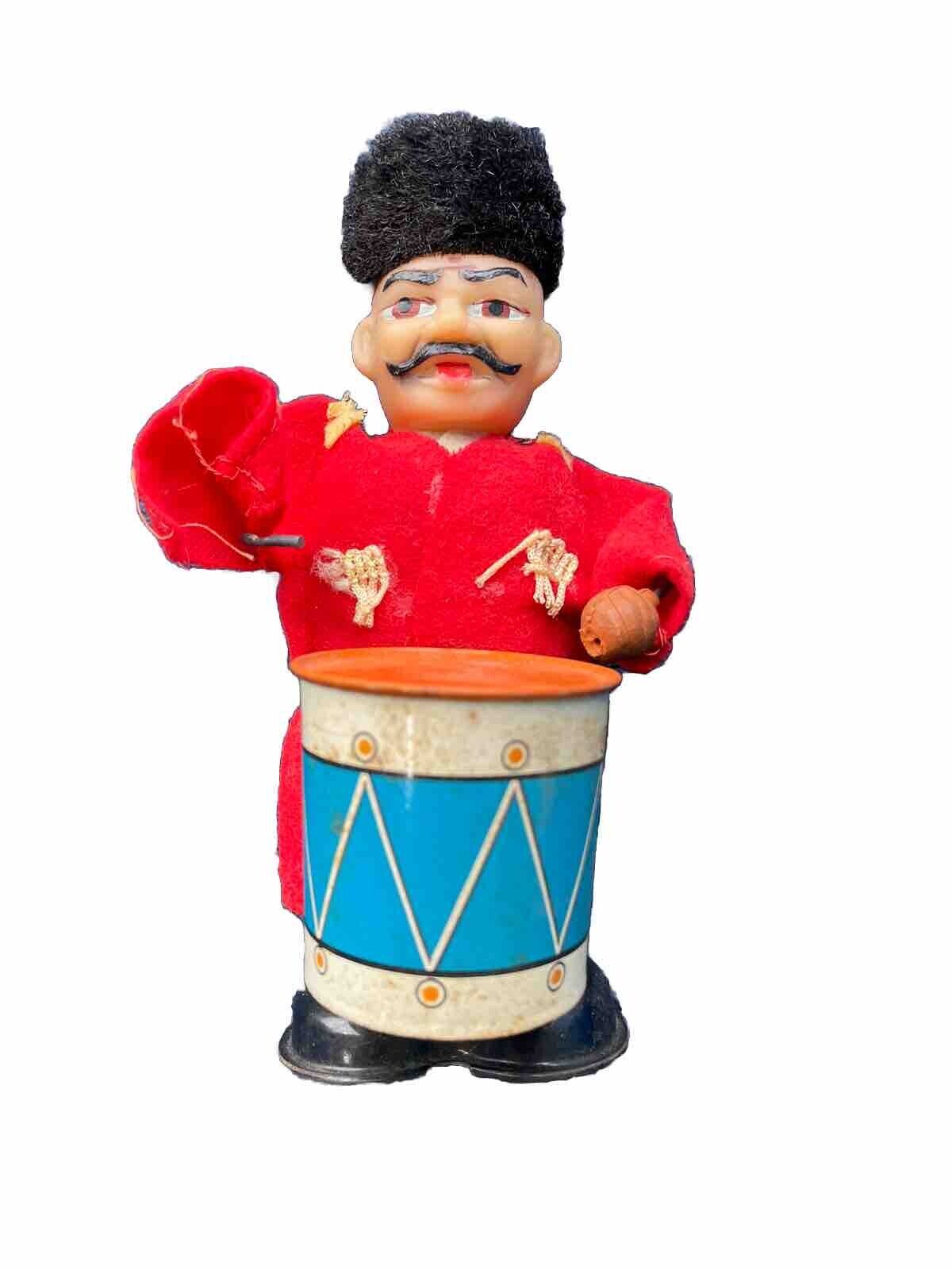 Vintage 1950s Russian Soilder Band Major Linemar Marx Wind-Up Toy Tin WORKS READ