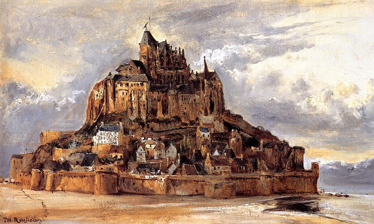 Art Oil painting landscape Mont-Saint-Michel-1832-Theodore-Rousseau-Oil-Pa
