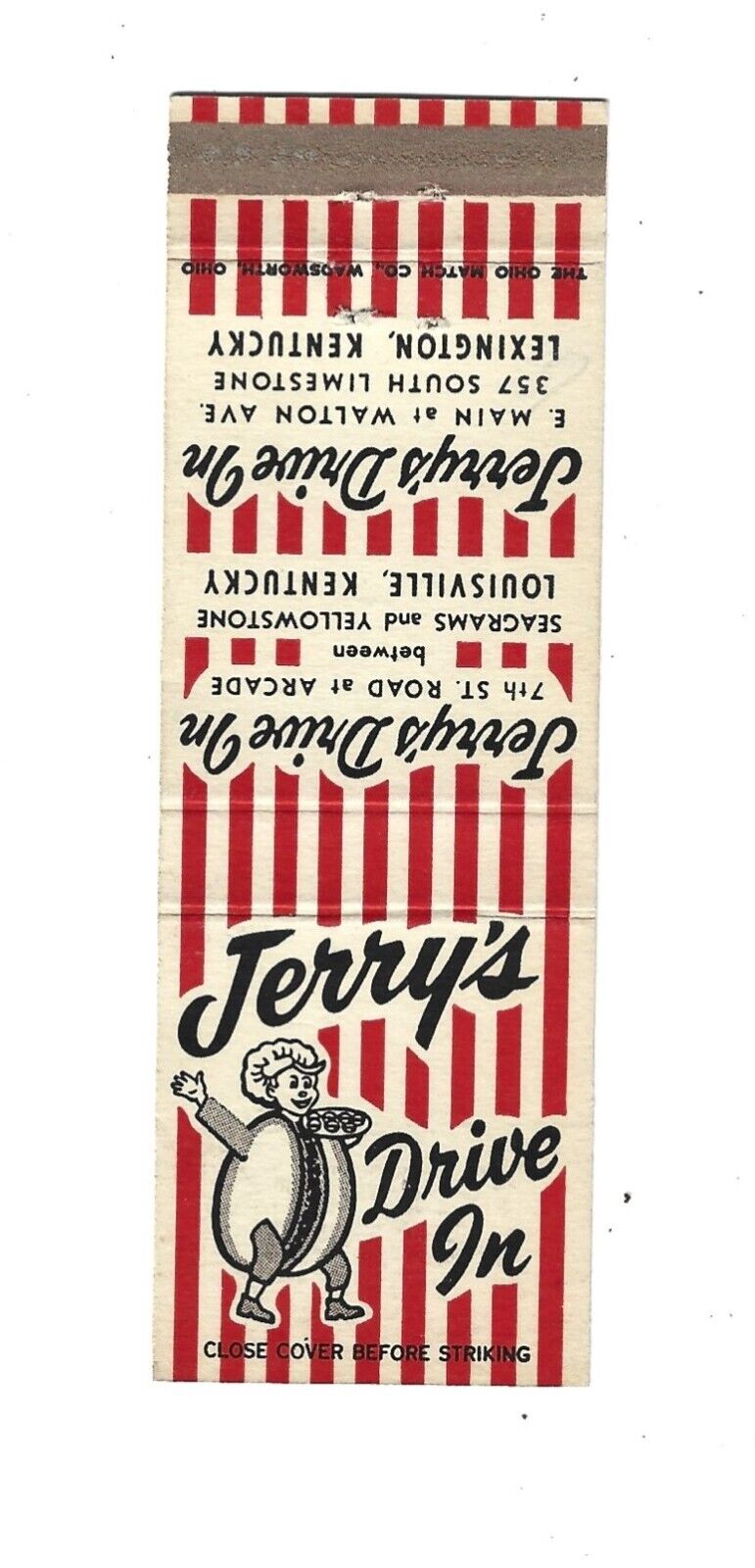 Jerry\'s Drive In - Louisville, Kentucky     Matchcover