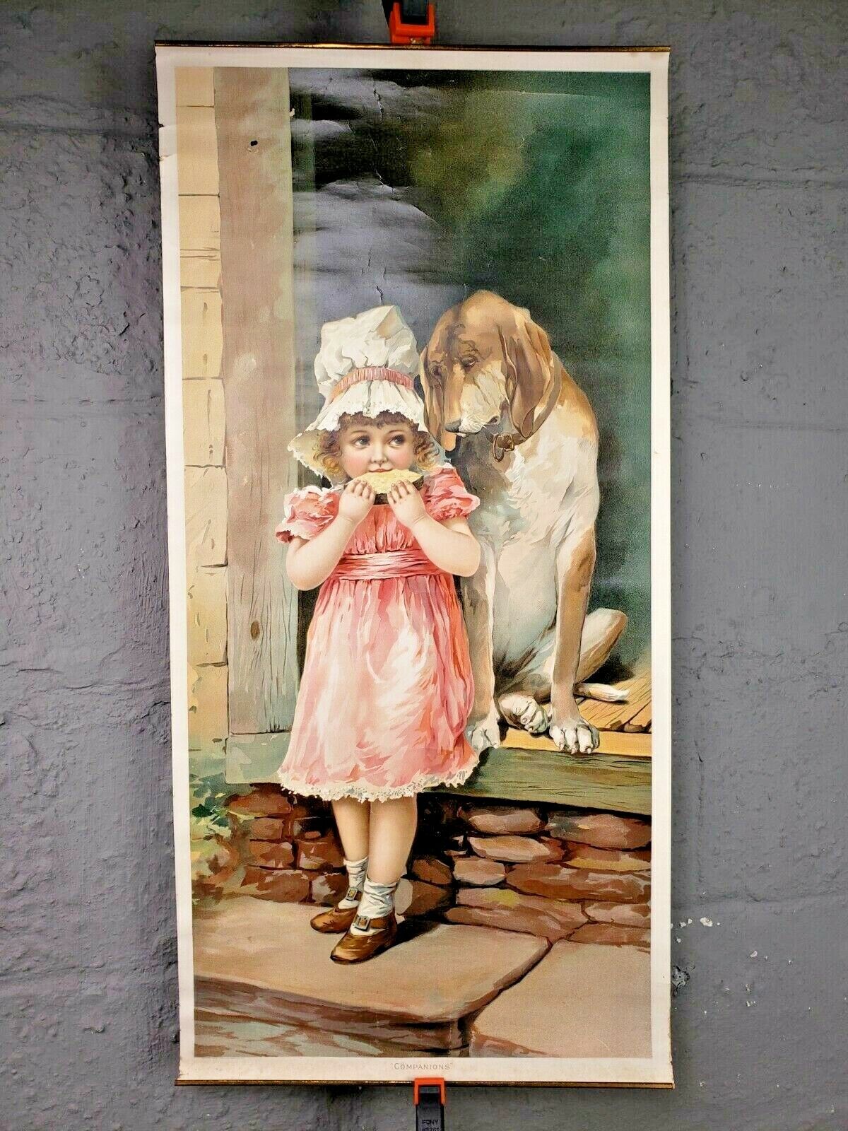 Antique 1896 B.T. Babbitt's Best Soap Advertising Poster Gitl with Dog