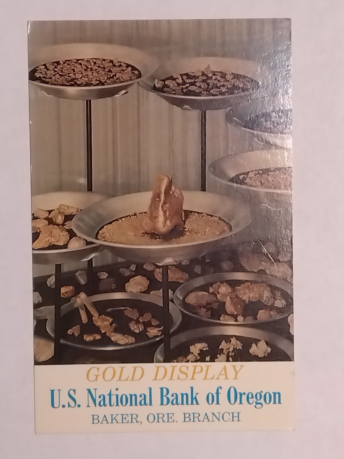 Gold Display U S National Bank Of Oregon  Postcard