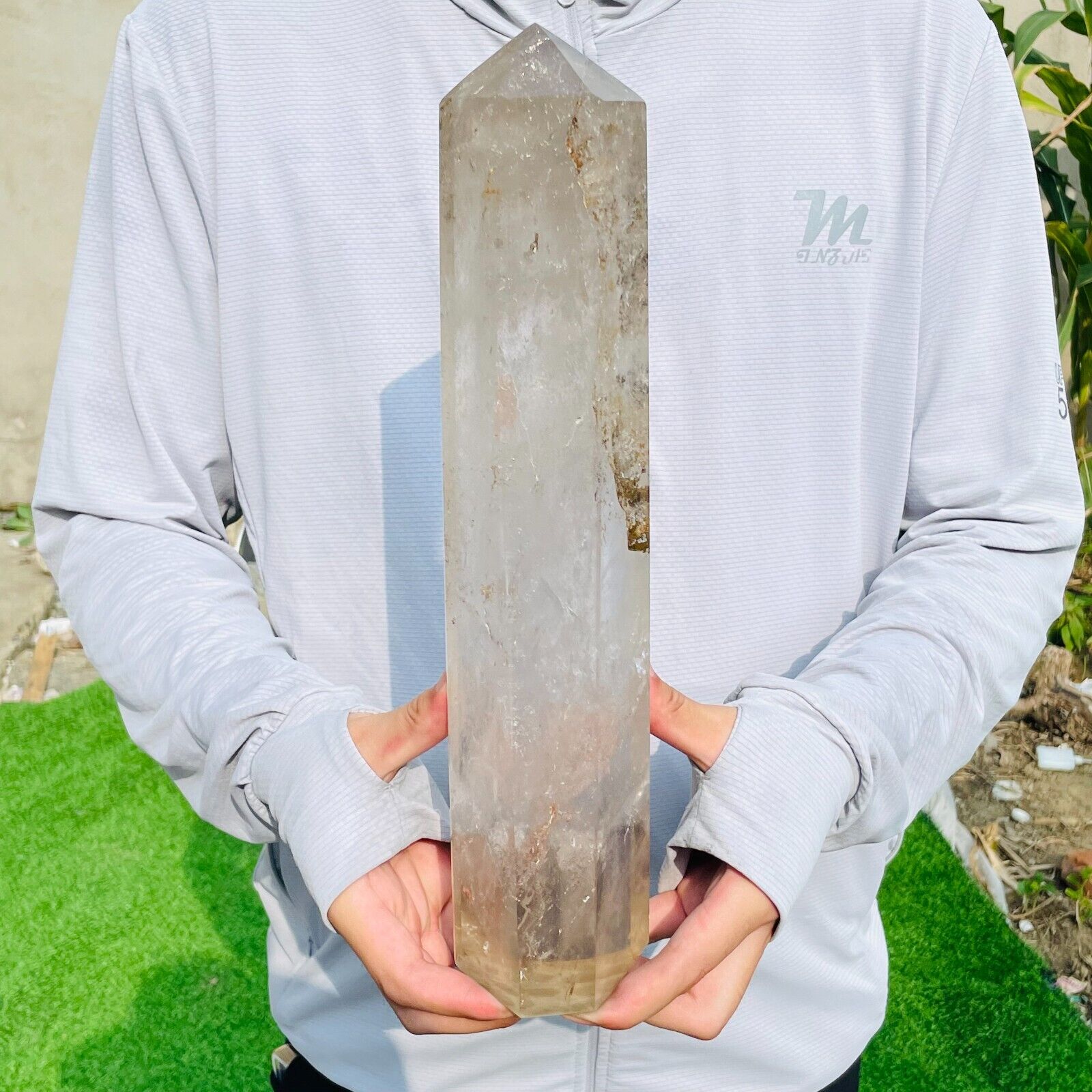 5.70lb Natural Clear Smoky Obelisk Quartz Crystal Wand Point Specimen Healing