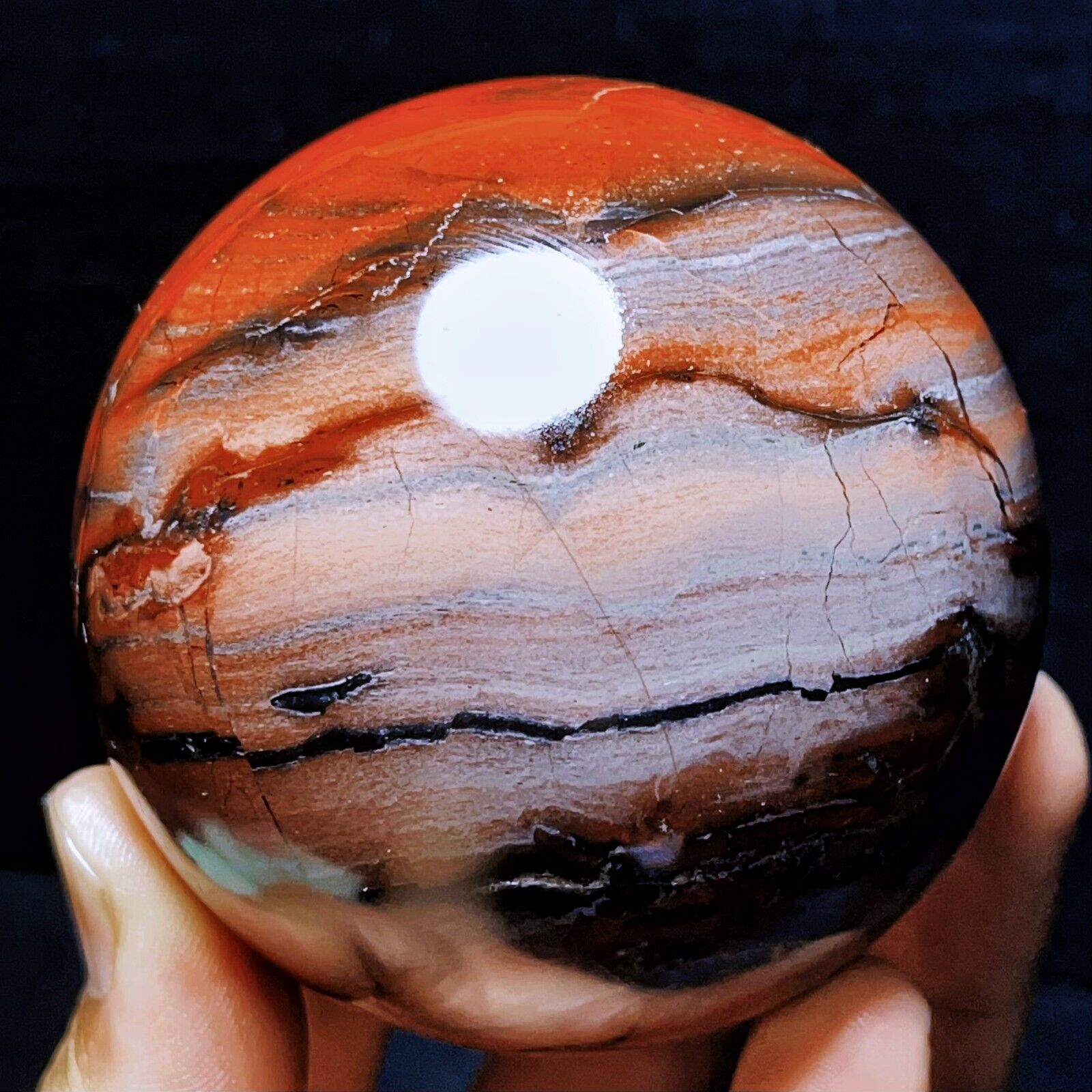 TOP 555G Natural Polished Red jade agate Sphere Ball Crystal Healing L474