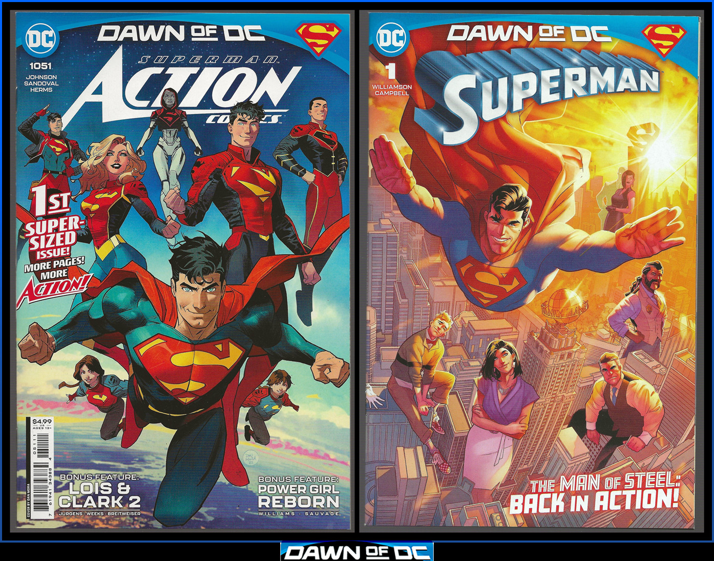ACTION COMICS #1051 SUPERMAN #1 (2023) MAIN CVR SET DAWN OF DC JAMES GUNN 9.4 NM
