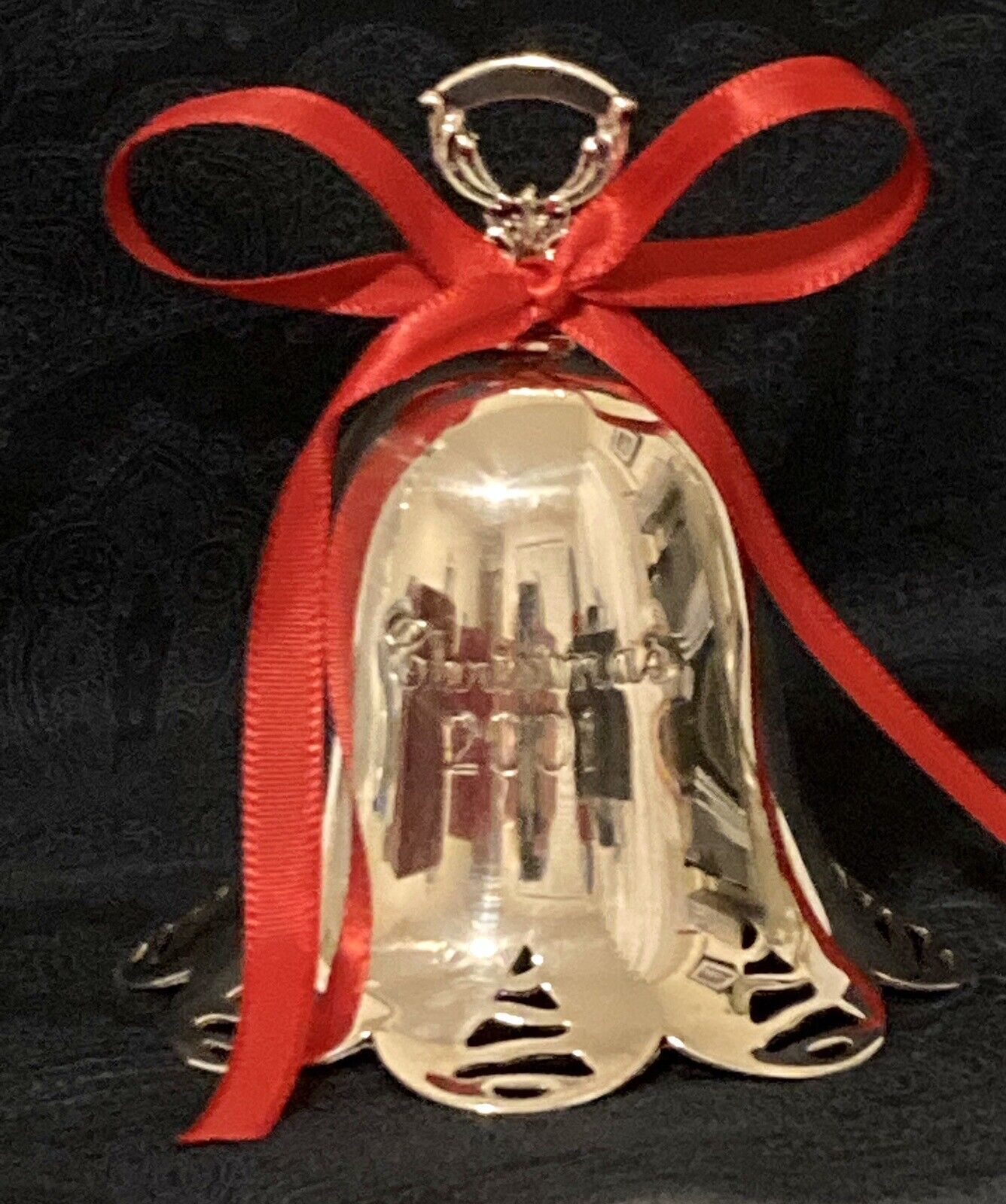 2001 Towle Silver Plate Christmas Bell Annual Ornament Pierced Tree Edge