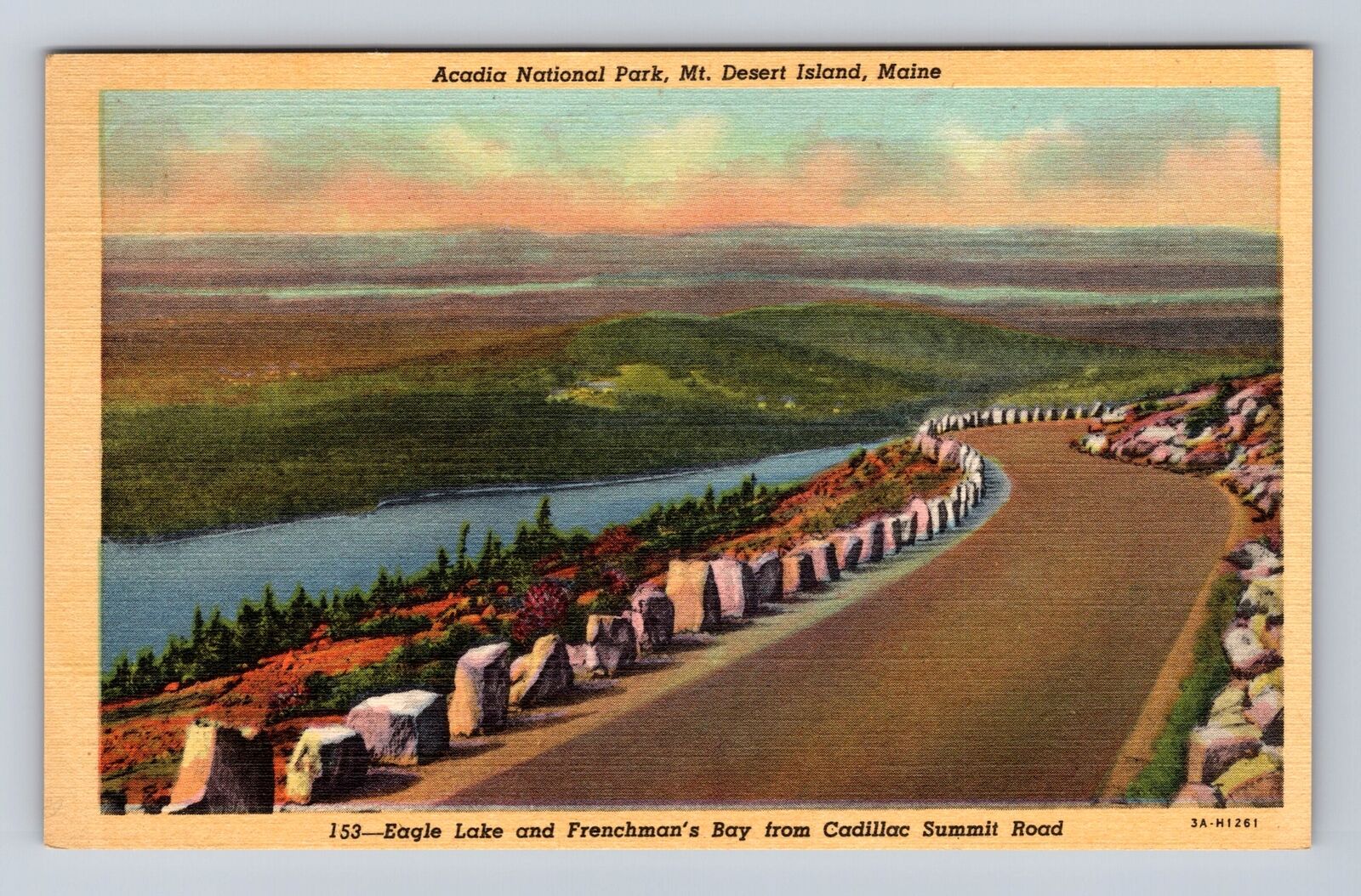 Mount Desert Island ME- Maine, Aerial Acadia National Park, Vintage Postcard
