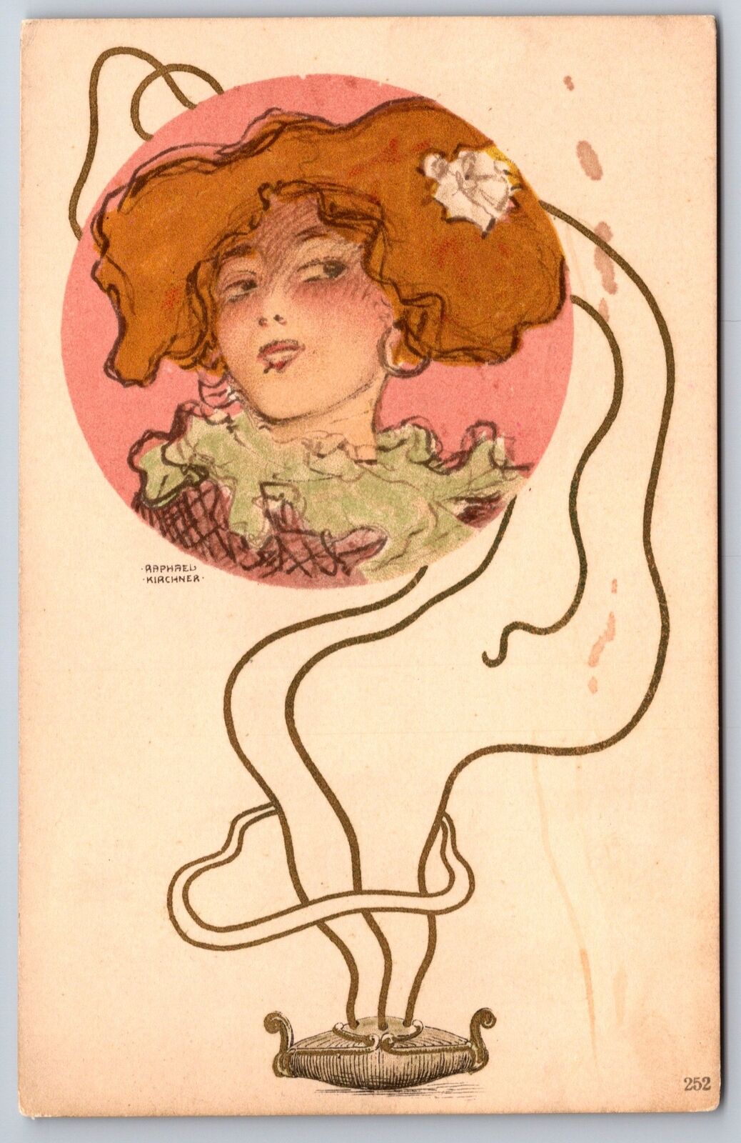 Raphael Kirchner~Fashion Lady Fantasy Portrait~Art Nouveau Incense Smoke~1905 PC