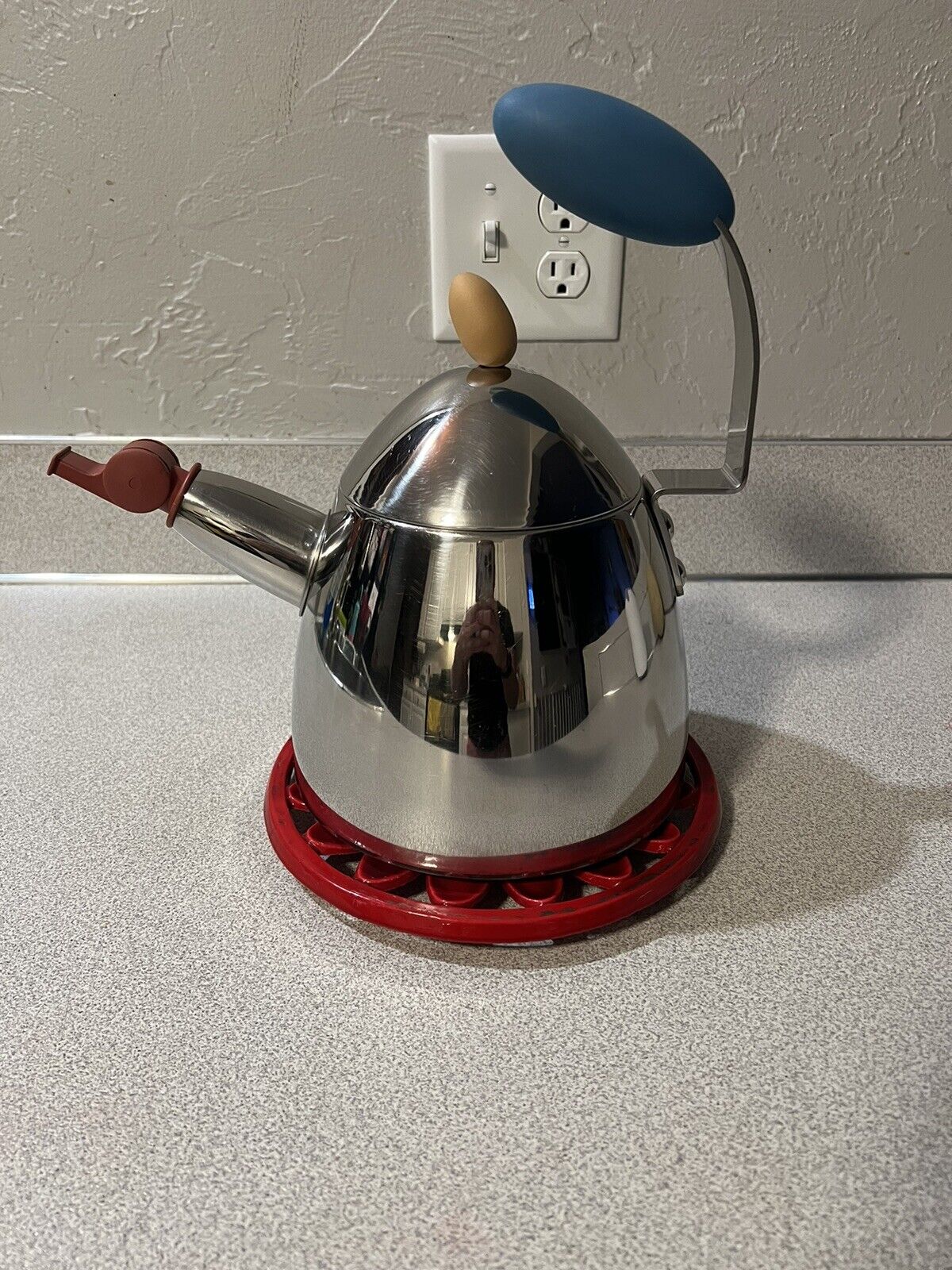 Vintage Michael Graves Stainless Steel Tea Kettle with Whistle Spout Teapot
