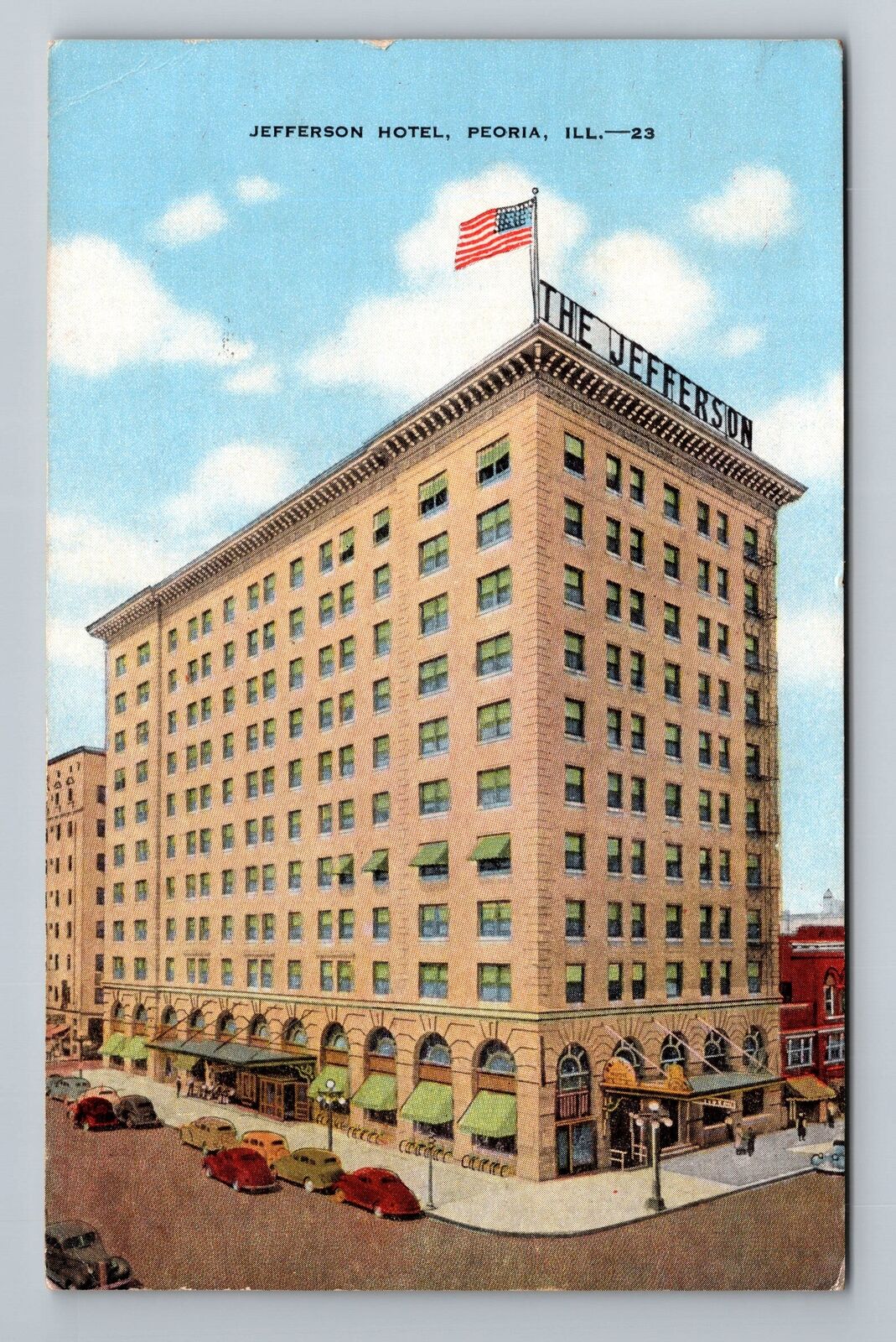 Peoria IL-Illinois, Jefferson Hotel, Advertising, c1948 Vintage Postcard