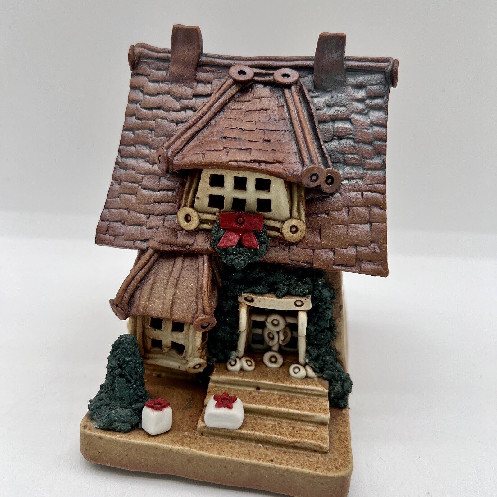 Windy Meadows Pottery Christmas Cottage Signed 1998 Vintage