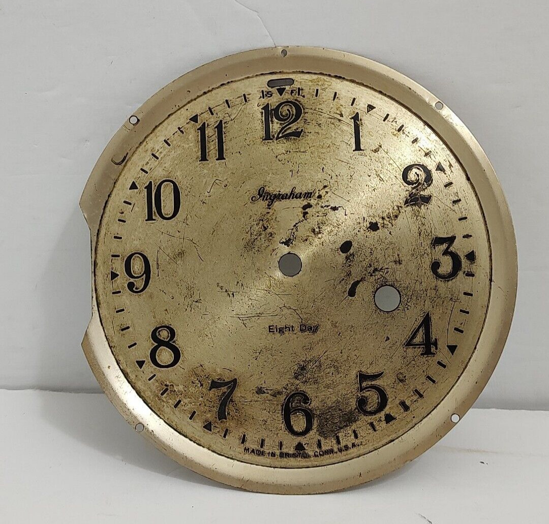 Vintage INGRAHAM Eight Day TIME ONLY Mantle Clock Dial 5.75\
