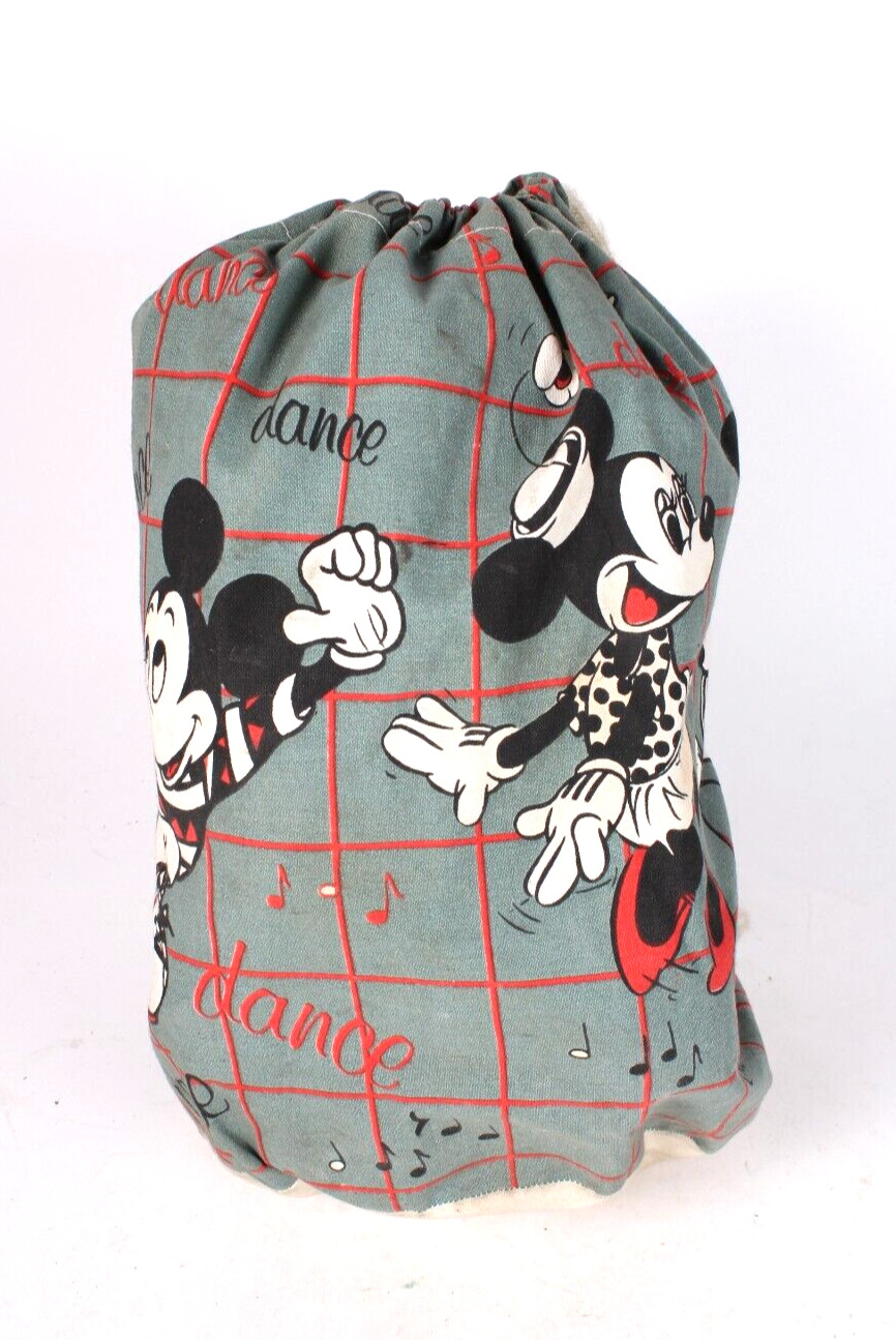 VTG Disney Micky & Minnie Mouse Tote Bag Stuff Sack Dancing Rockabilly