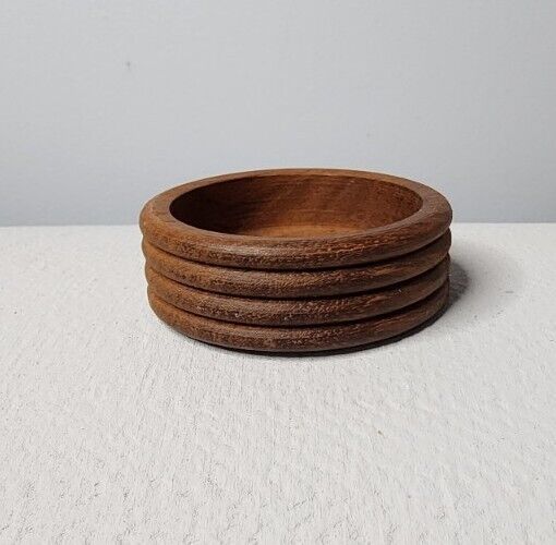 Vintage Round Solid Wood Bowl Eclectic Bohemian Decor Small Ring Holder