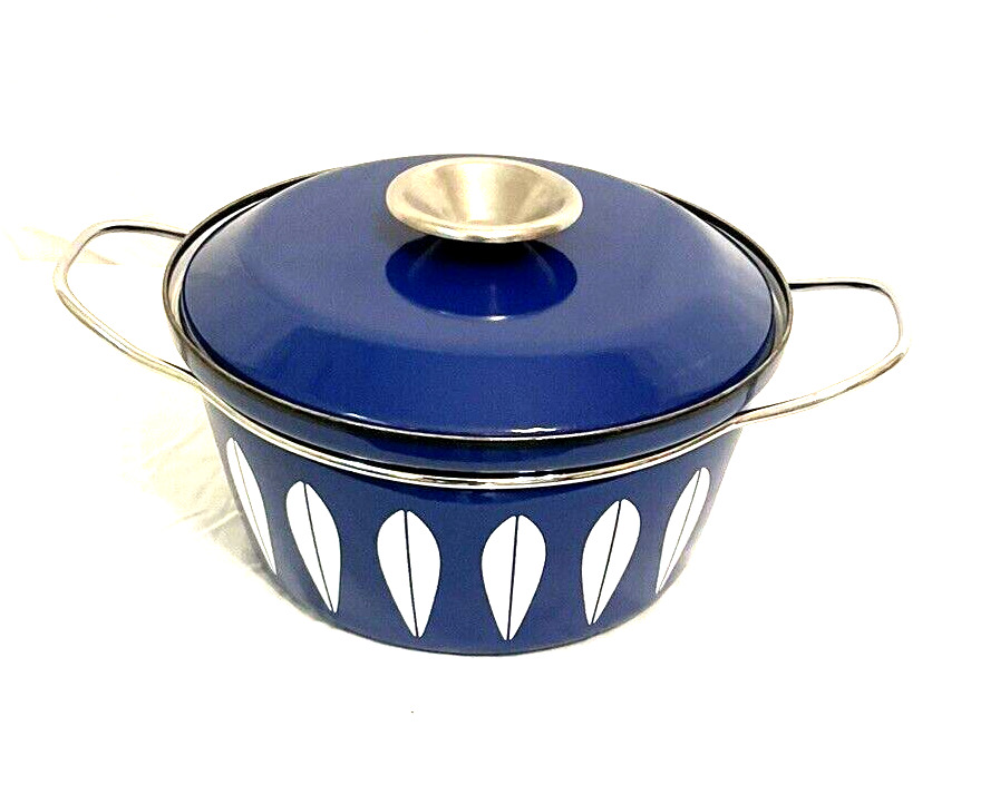 Vintage Catharine Holm Blue & White Enameled Dutch Oven Casserole With Lid EUC