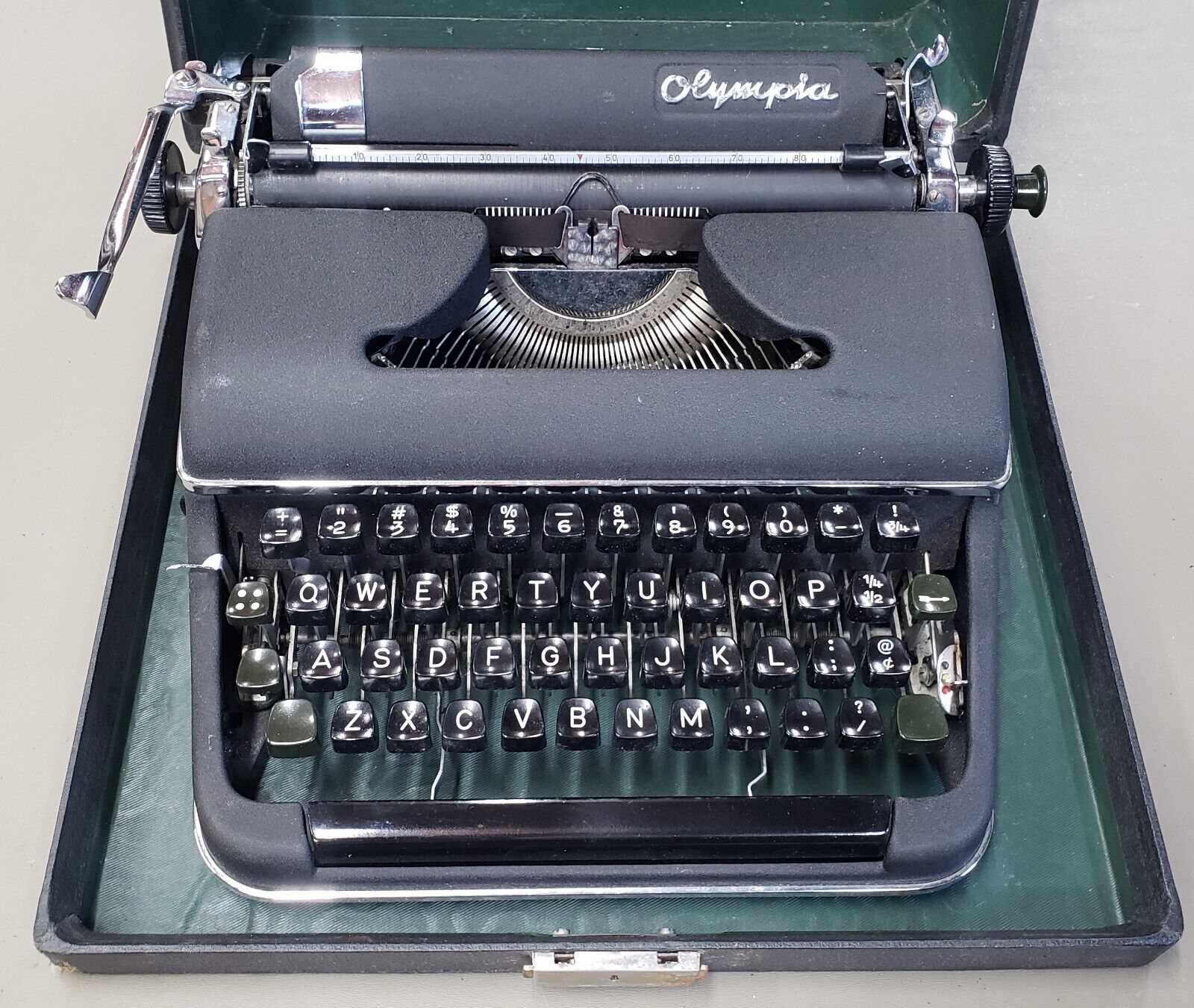 Antique Olympia Model SM2 Portable Typewriter in Original Case