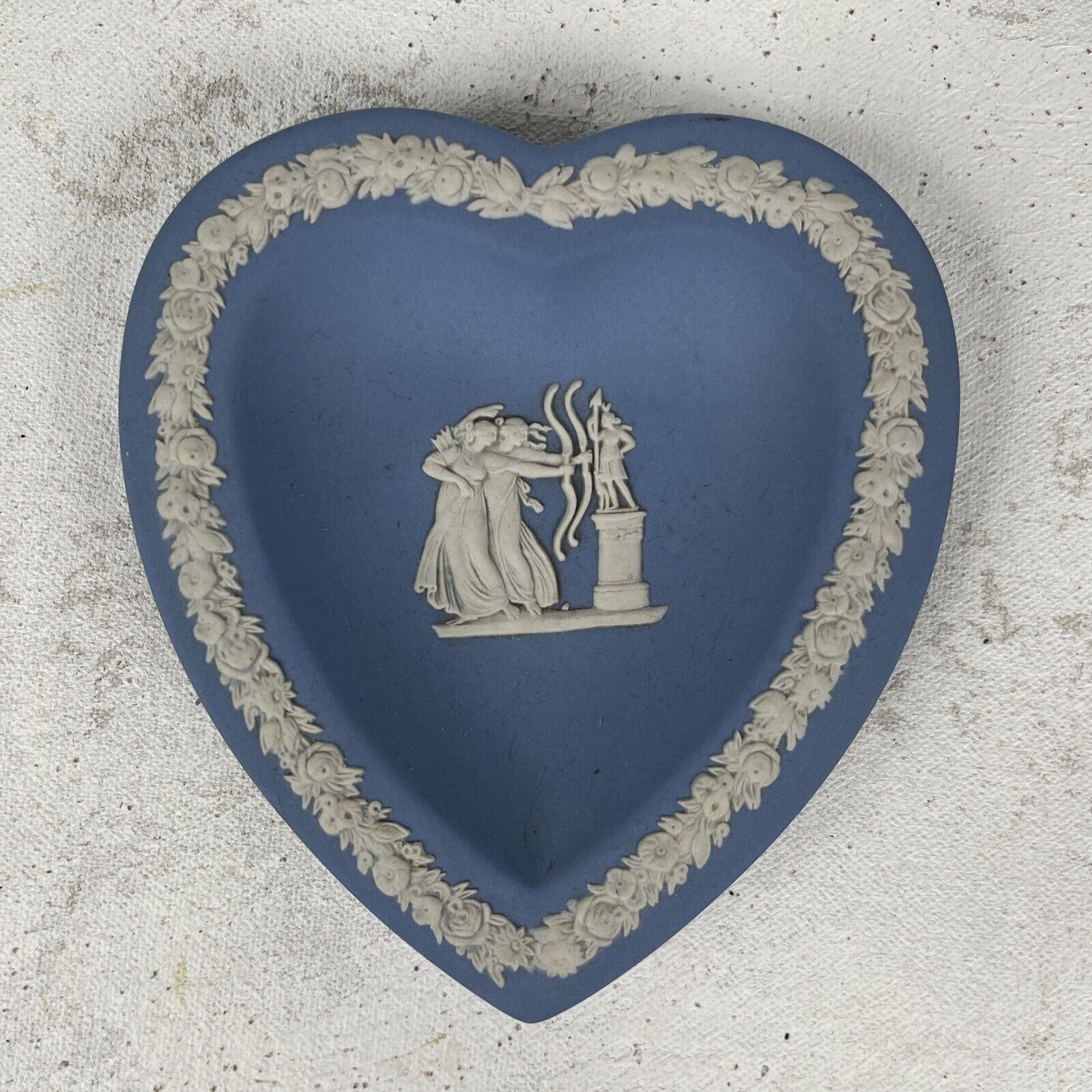 Vintage Wedgewood Jasperware Pale Blue Heart Shaped Trinket Dish England