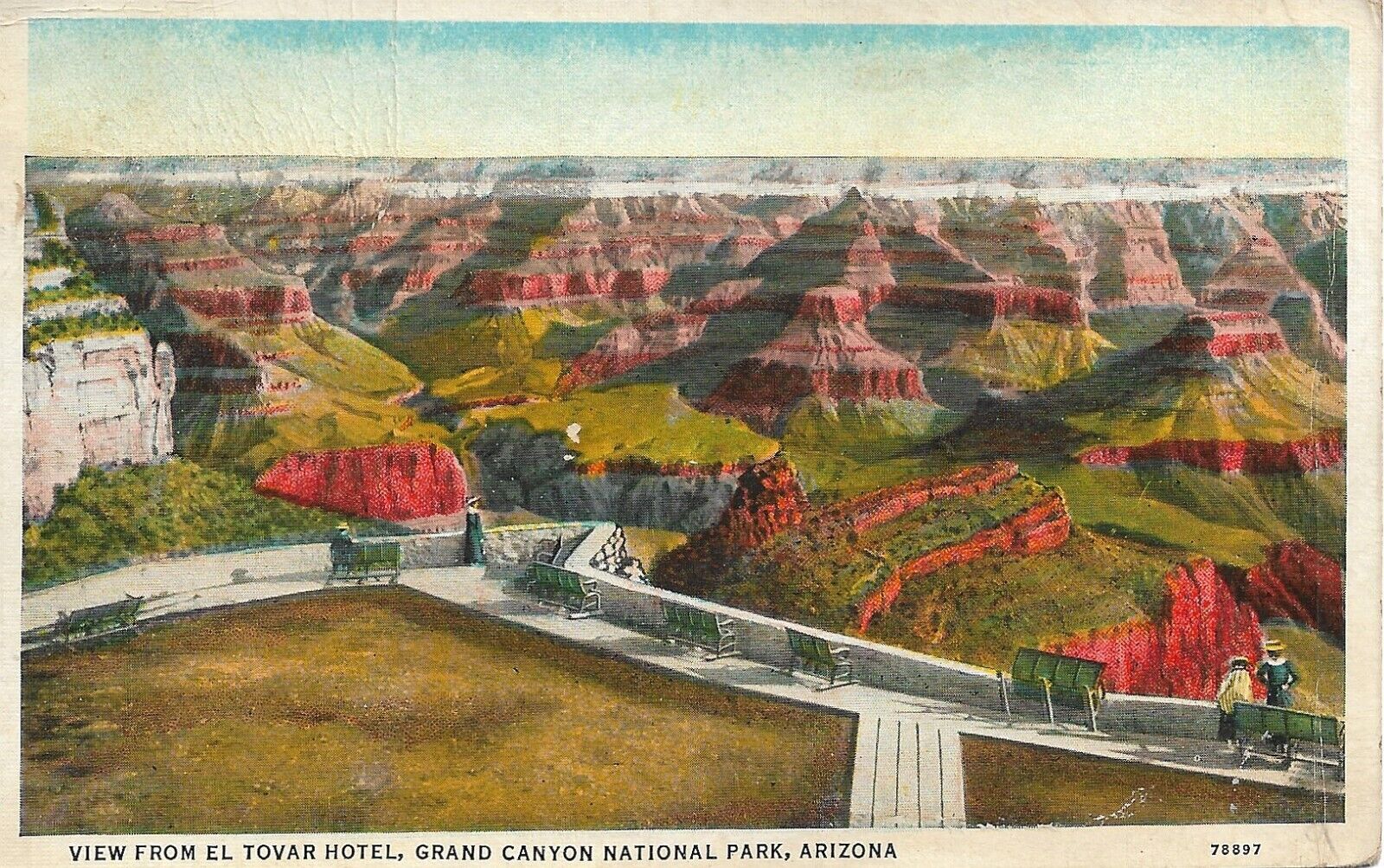 Grand Canyon Postcard Arizona Vintage Travel Linen Curt Teich 1937 Posted