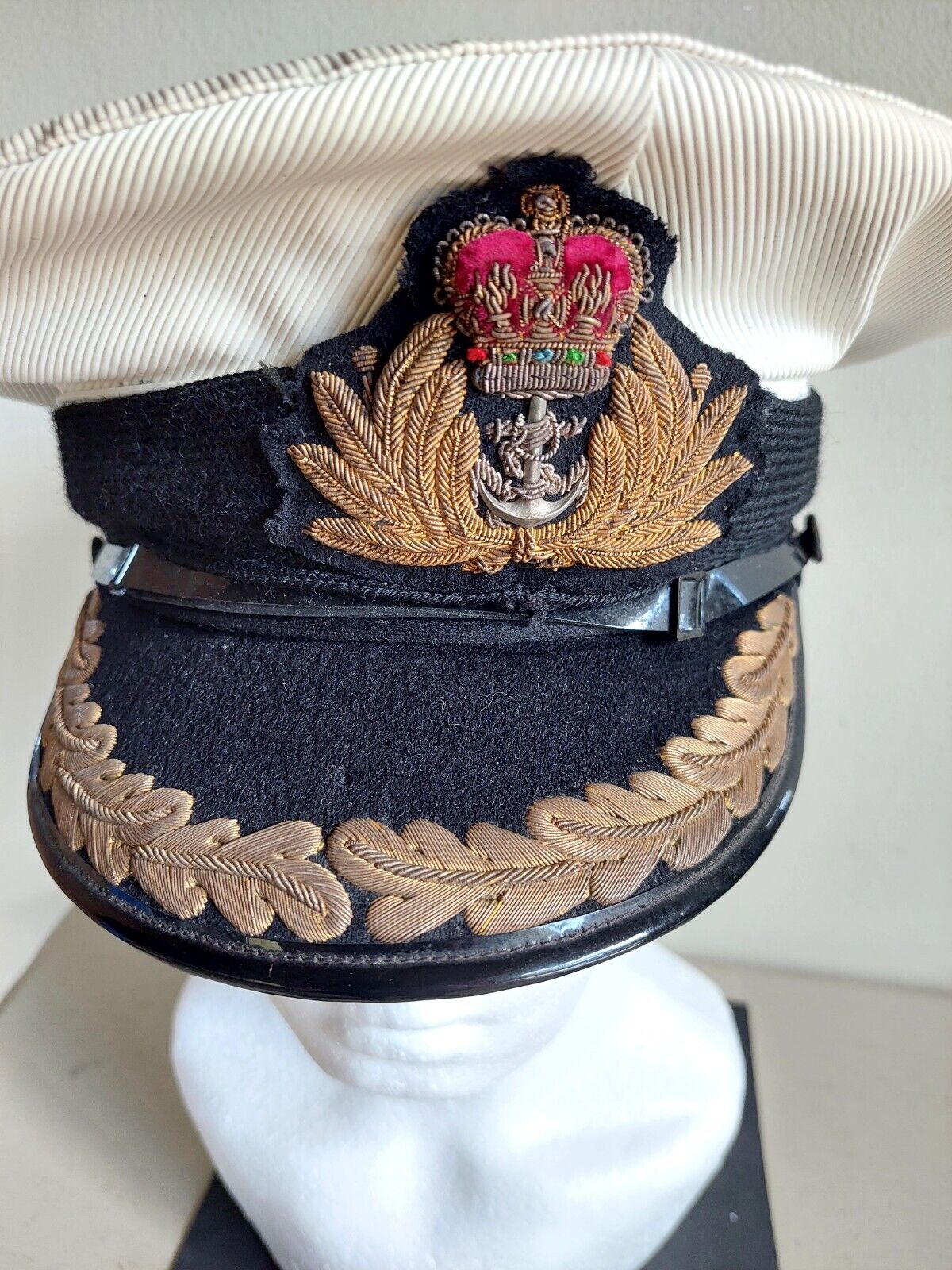 British Navy Officer Hat Cap Gieves 1952-1974 British Naval Cap Uniform QEII