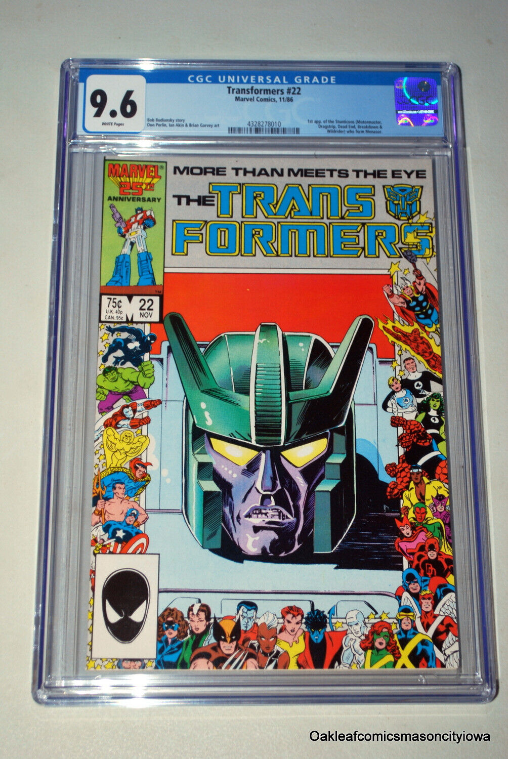 Transformers #22 1986 CGC 9.6 1st app. of the Stunticons who form Menasor. WP