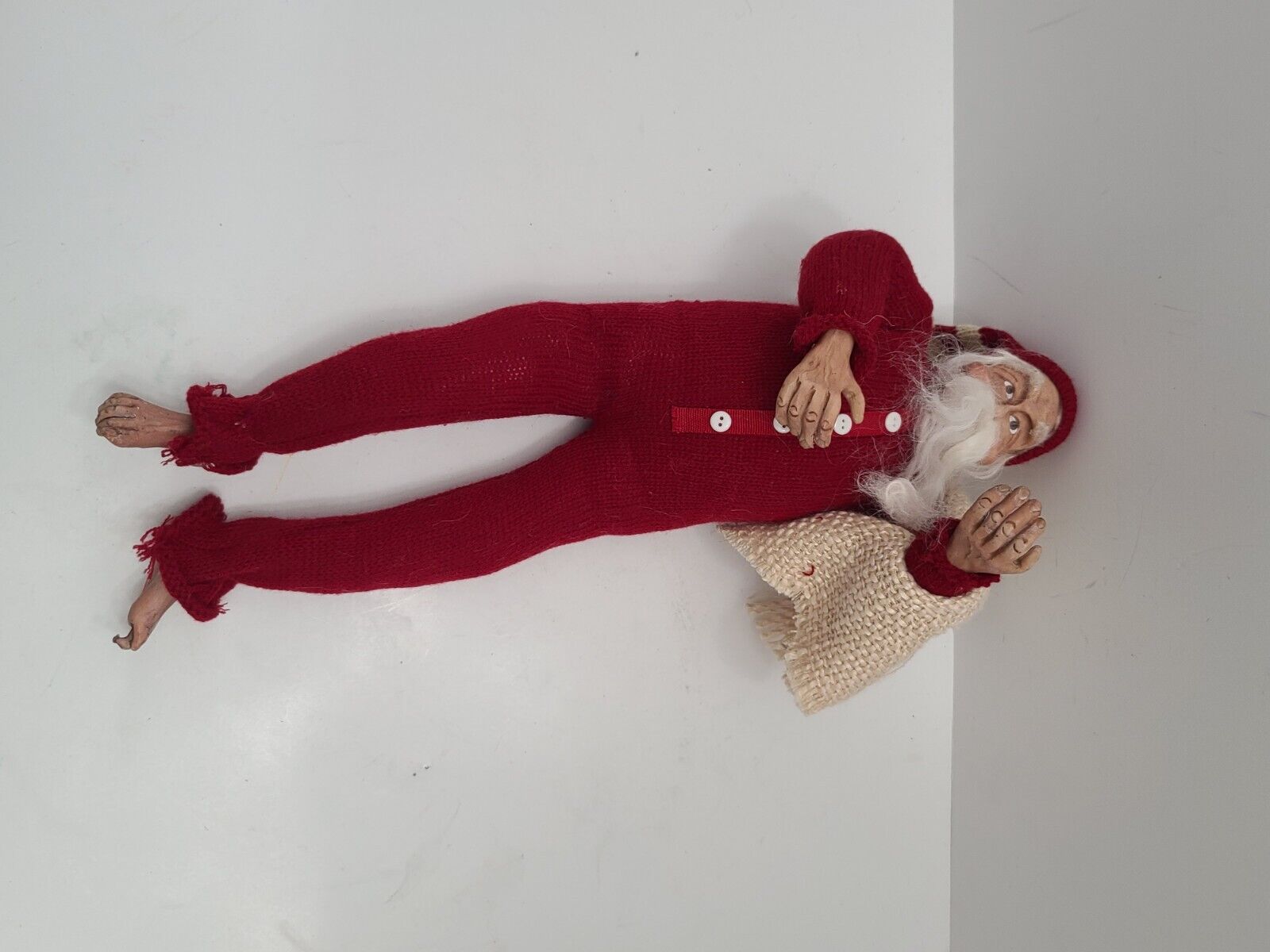 VINTAGE~Bendable Realistic Santa In His Pjs ~Rare