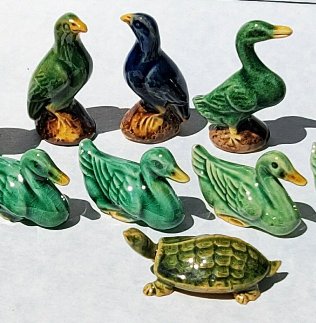 Antique Chinese Export Porcelain Figurines Duck Turtle Hawk 