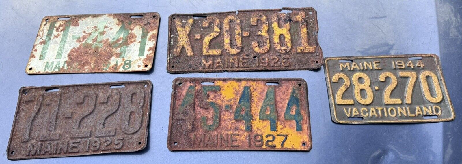5 Vintage Antique Maine License Plates Wall Decor 1918 1925 1926 1927 1954