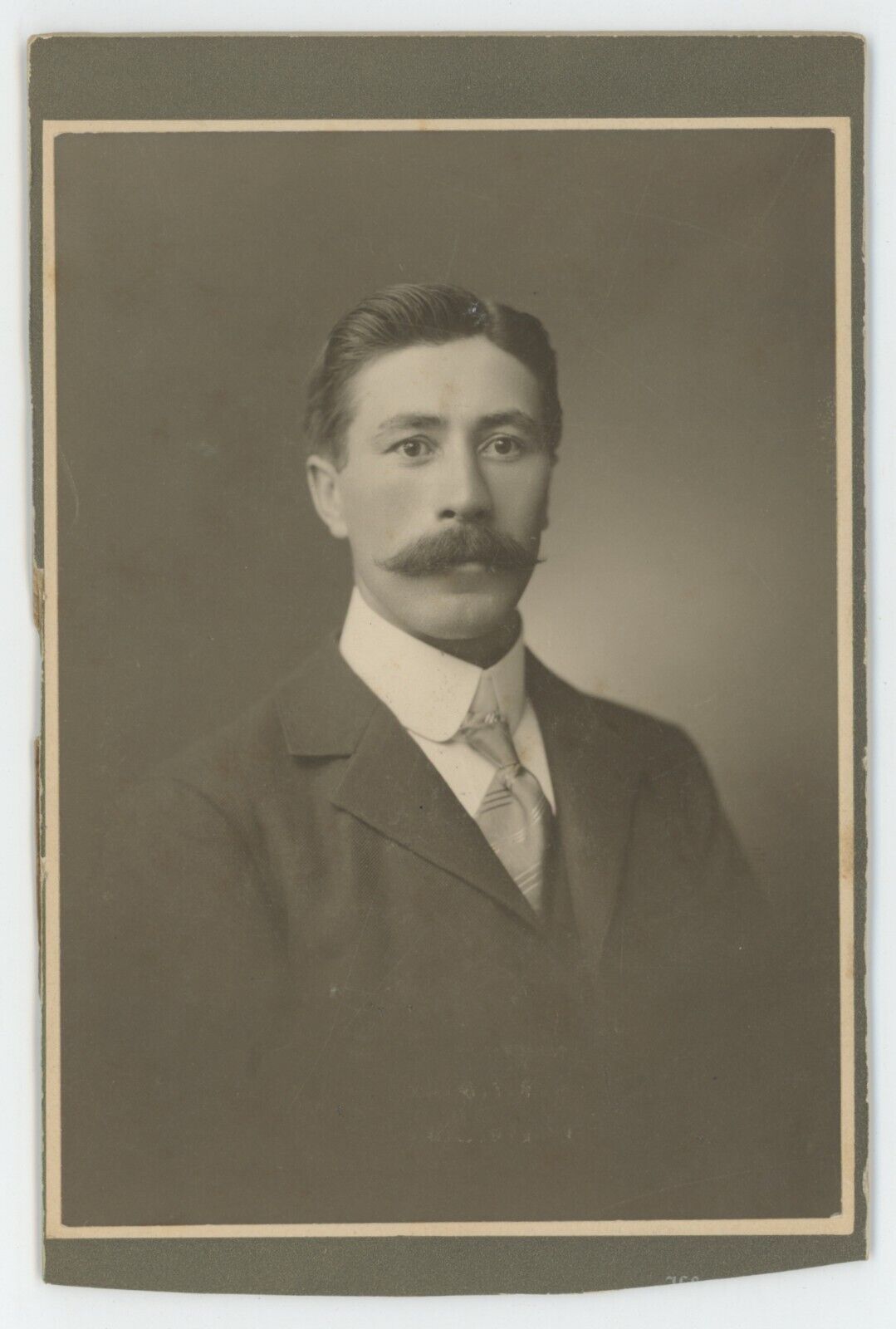 Antique Circa 1900s Cabinet Card Handsome Dapper Man With Great Mustache in Suit
