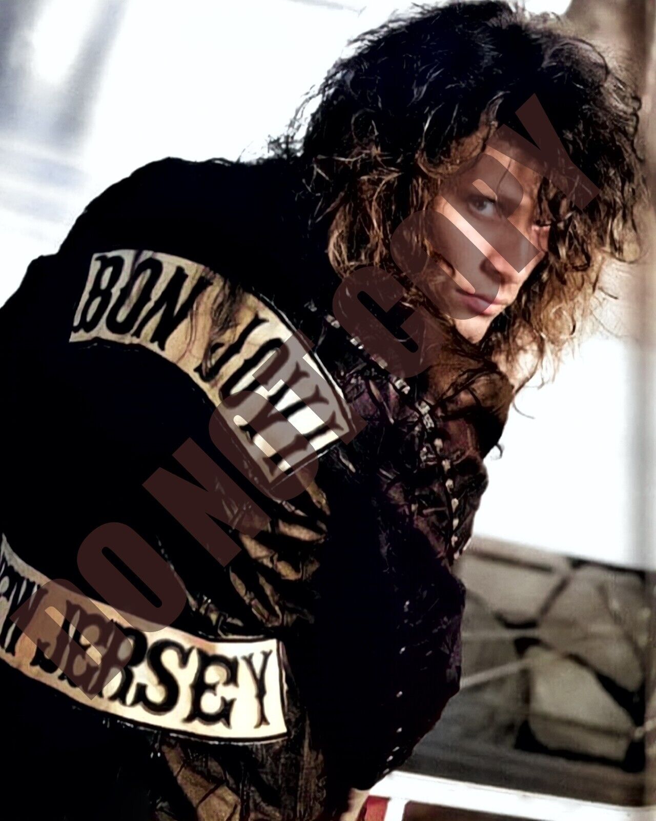 1980s Jon Bon Jovi Wearing A New Jersey Leather Jacket 8x10 Photo