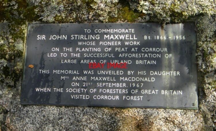 PHOTO  LOCH OSSIAN A PLAQUE COMMEMORATING THE WORK OF SIR JOHN S MAXWELL
