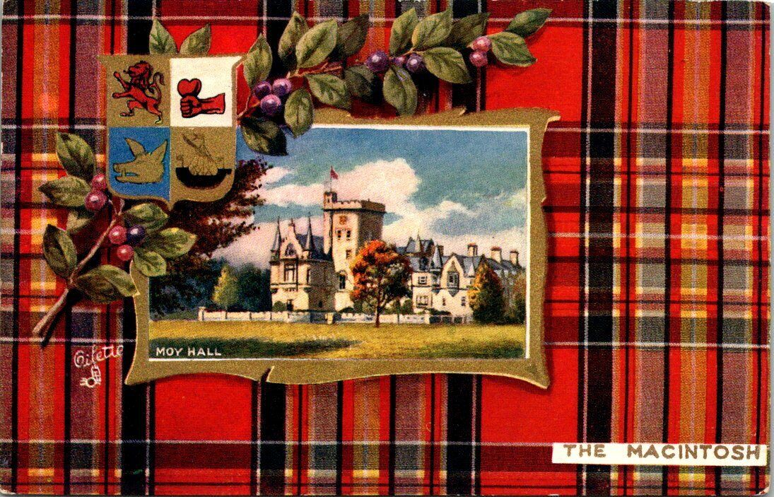Vintage Postcard c1910 Tuck Scottish Clans Oilette The Macintosh Tartan Badge