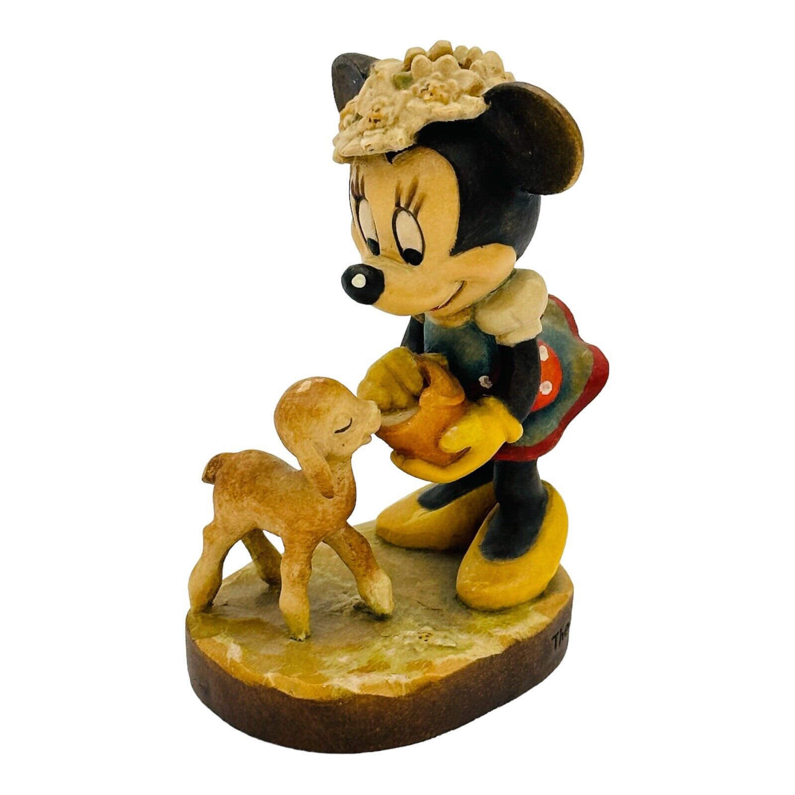 Disney Anri Minnie Mouse Feeding Lamb Figurine Made In Italy #355