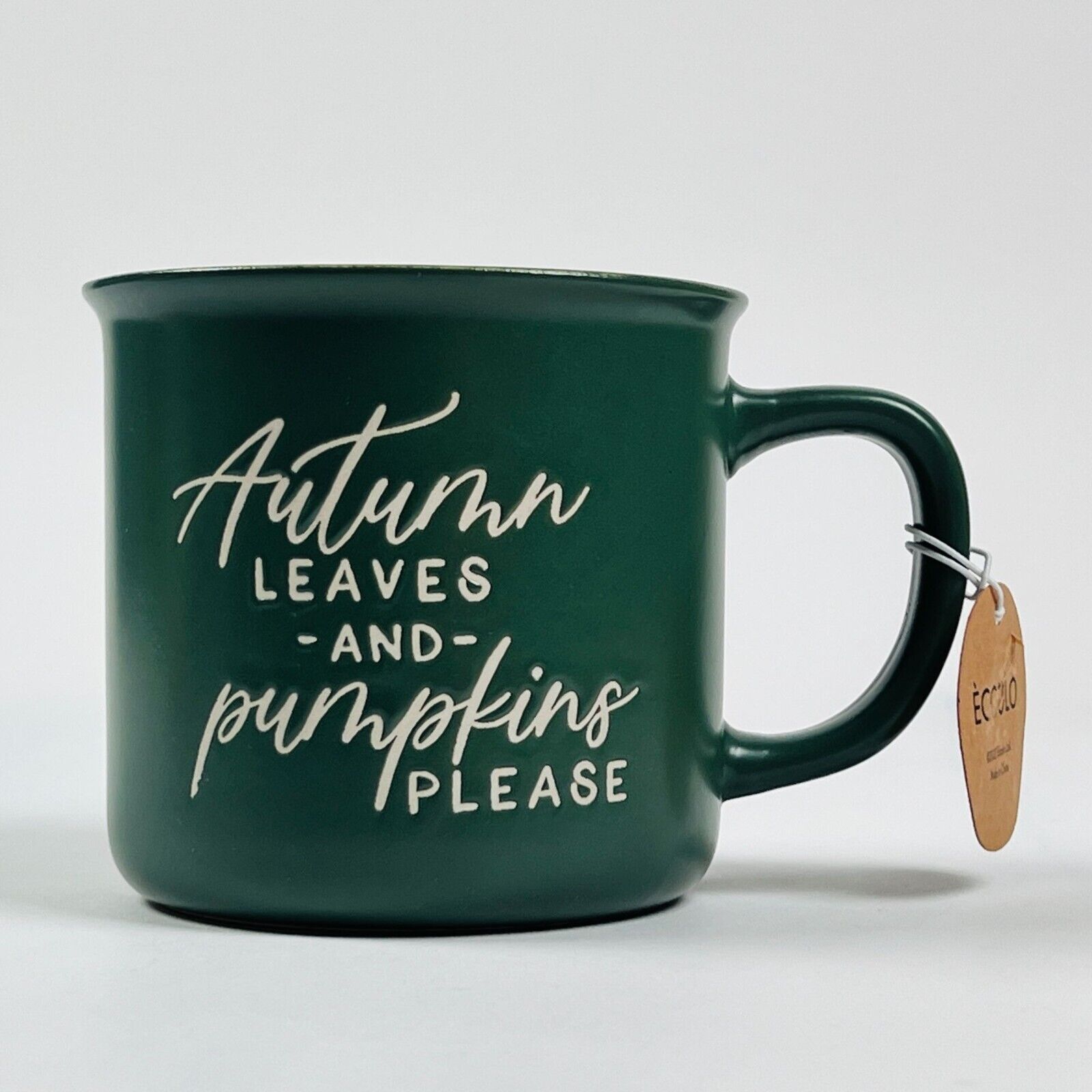 Eccolo 2022 Green Autumn Leaves & Pumpkin Please 18 oz Coffee Mug