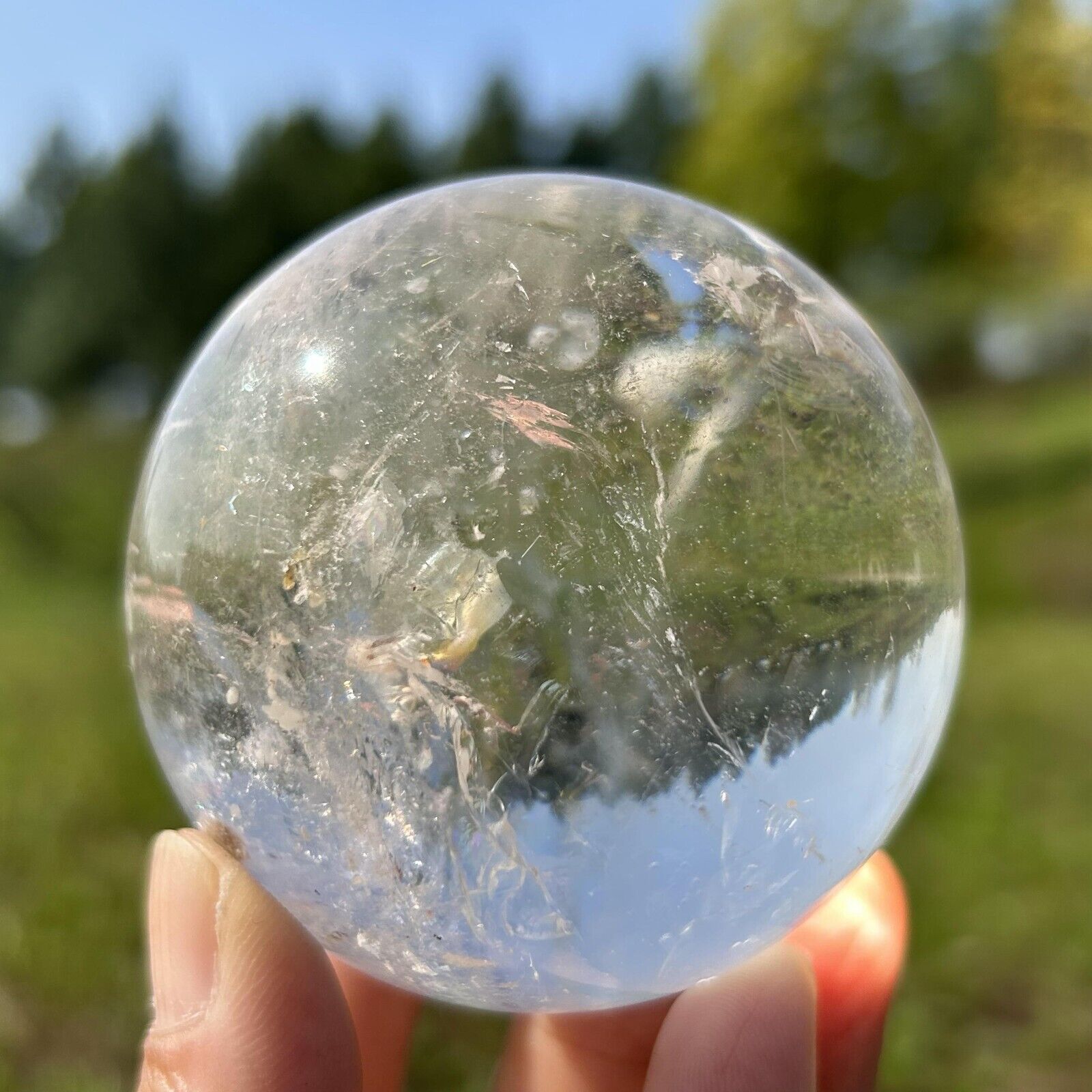 410g Top Natural clear quartz ball quartz crystal sphere healing gem WQ50