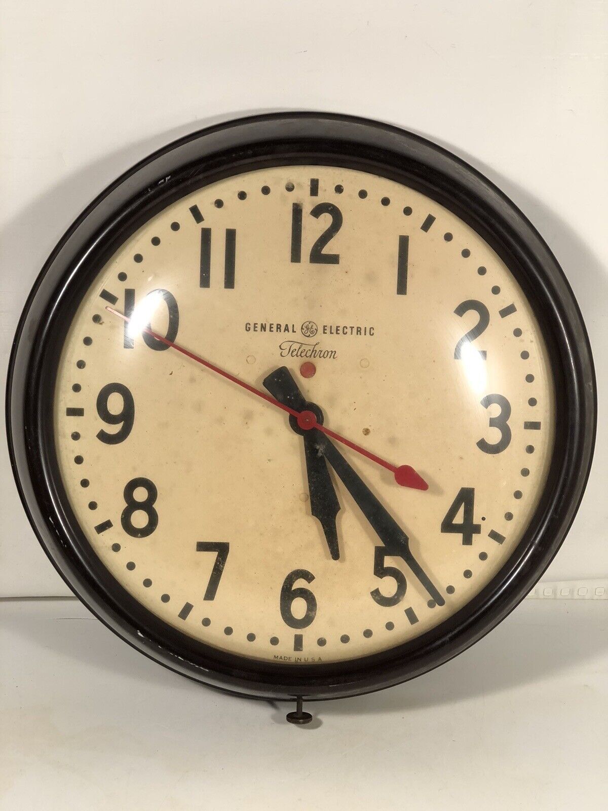 Vintage Bakelite General Electric Telechron Red Dot School Clock 14.5“ Made USA