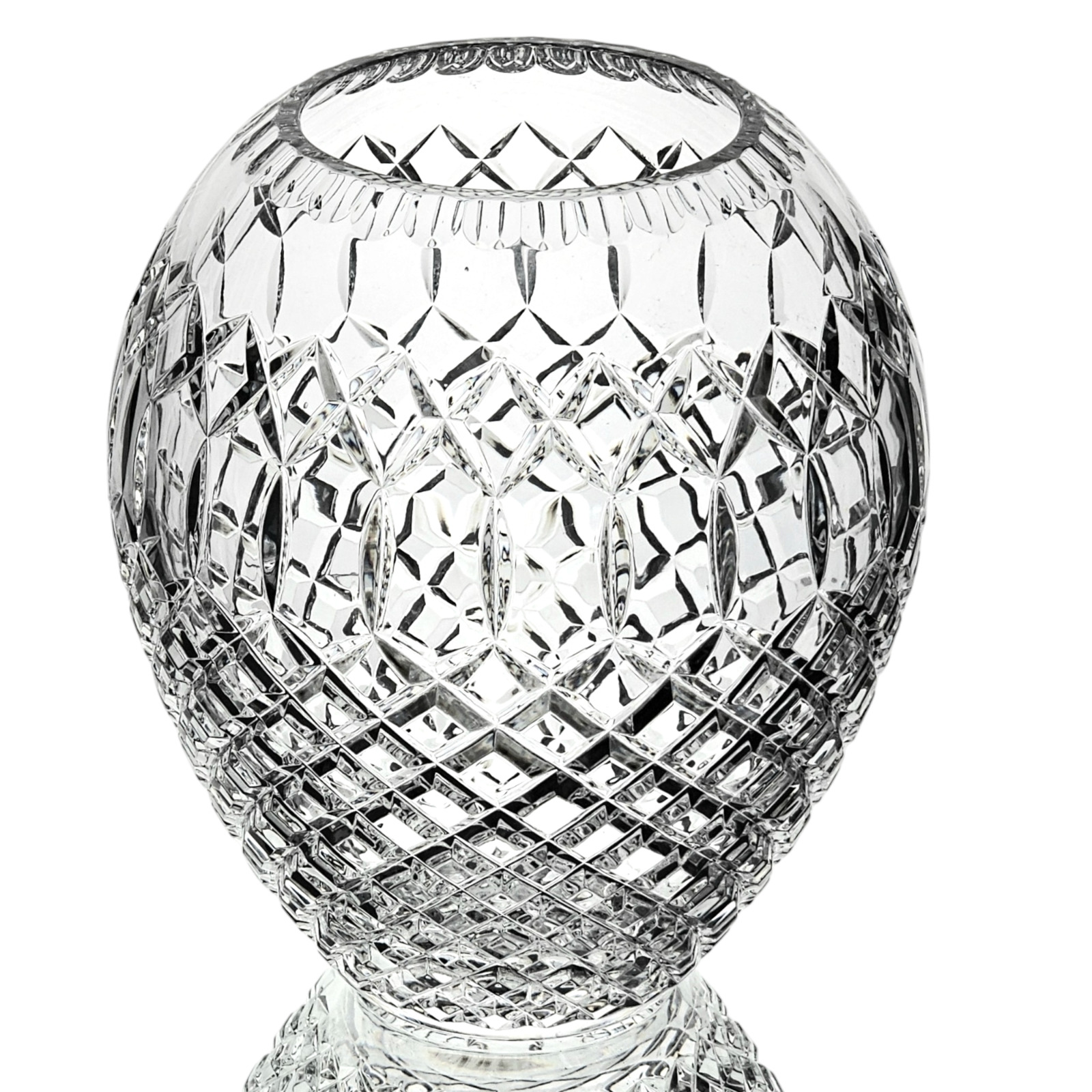 Vintage Large Lead Cut Crystal Glass Vase Diamond Clear 1980\'s