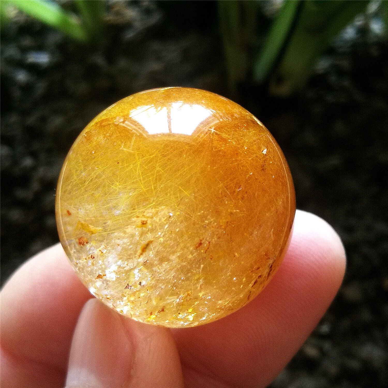 32g 28.3mm Rare Natural Golden Hair Rutilated Quartz Crystal Sphere Ball Chakra