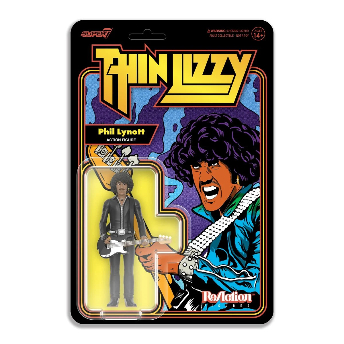 Super7 ReAction  • Thin Lizzy • Phil Lynott Black Leather • 3 ¾ in  • Ships Free