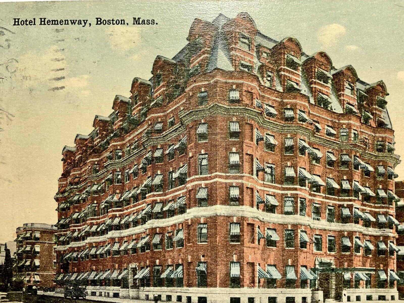 Boston MA Hotel Hemenway 1914 Postcard Vintage Souvenir Old Street View