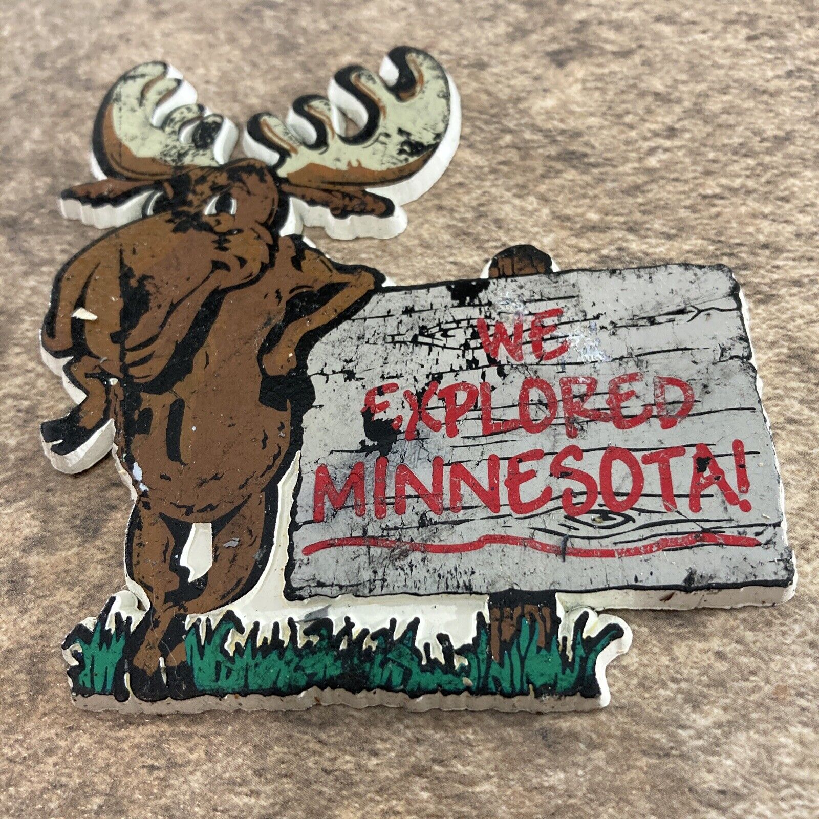 Vintage Minnesota Moose Rubber Refrigerator Magnet We Explored Minnesota